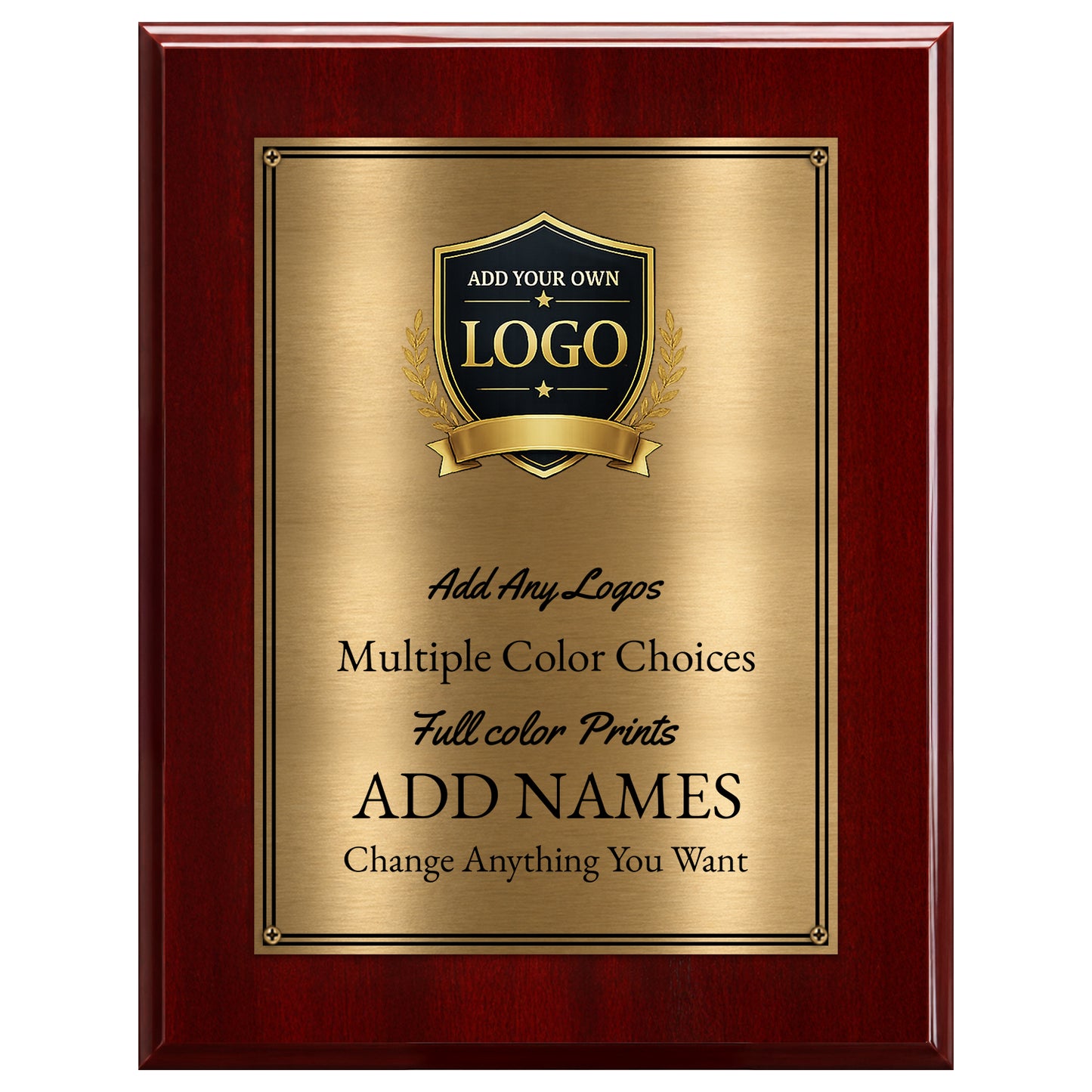 Classic Oak Plaque Gold & Silver Metal Plate Personalize Online