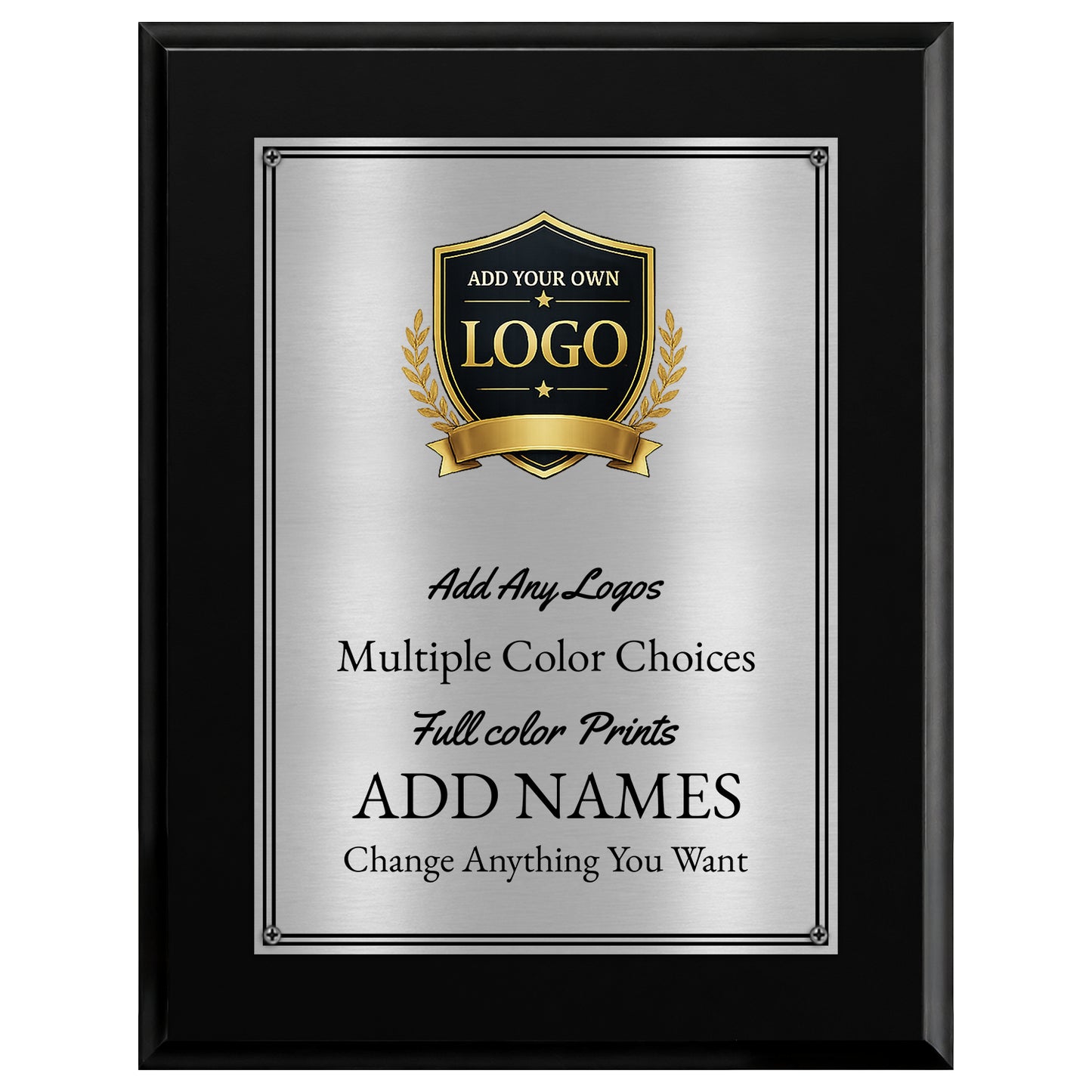Classic Mahogany Plaque Gold & Silver Metal Plate Personalize Online