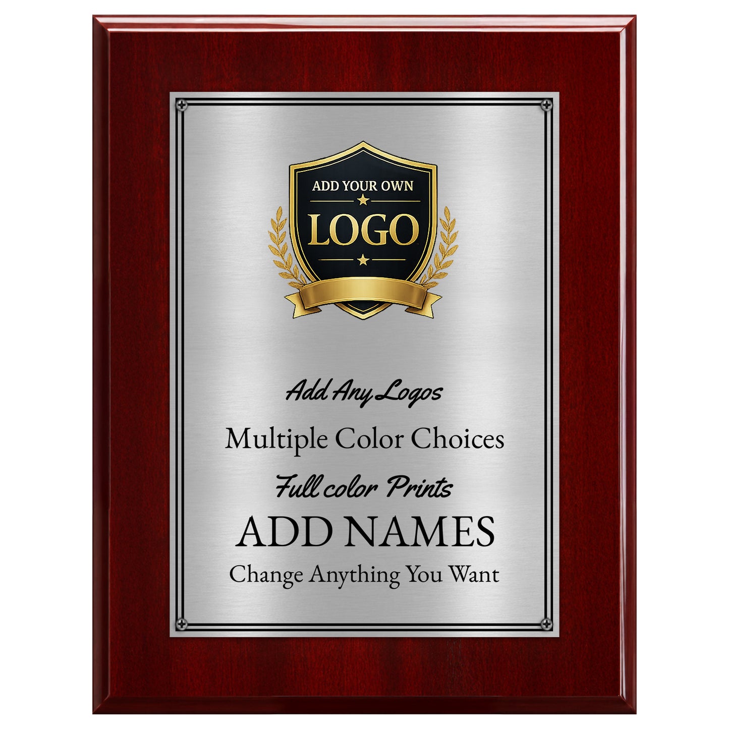 Classic Mahogany Plaque Gold & Silver Metal Plate Personalize Online