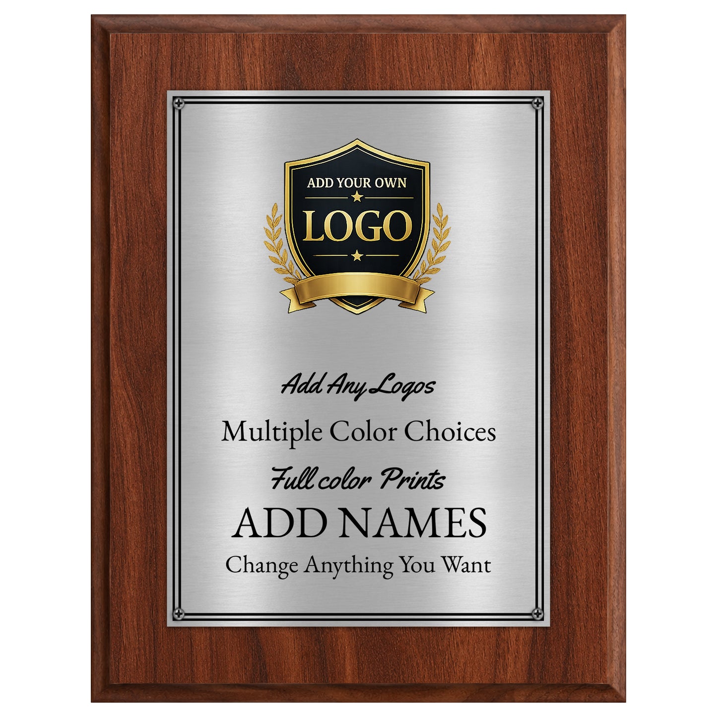 Classic Walnut Plaque Gold & Silver Metal Plate Personalize Online