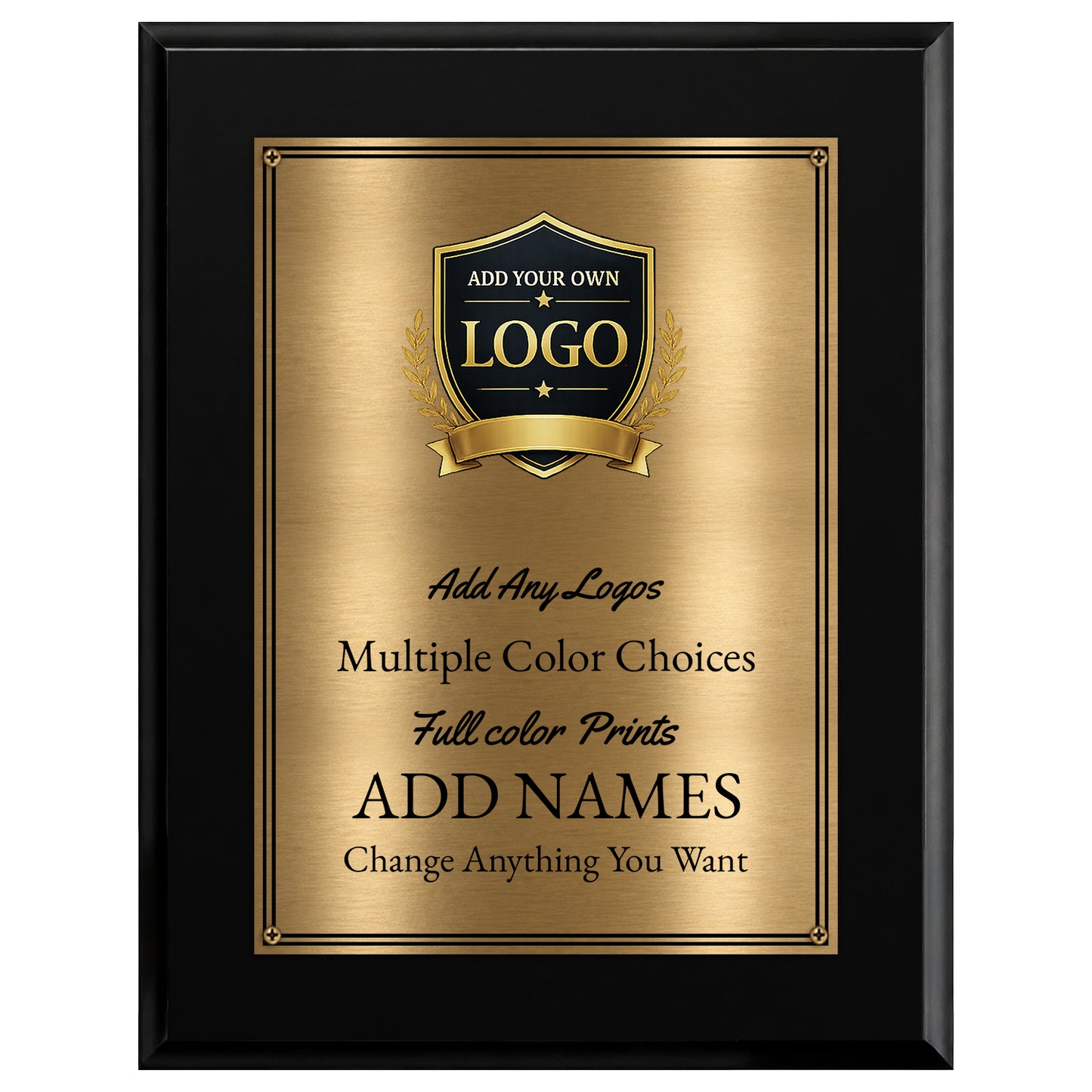 Classic Black Plaque Gold & Silver Metal Plate Personalize Online