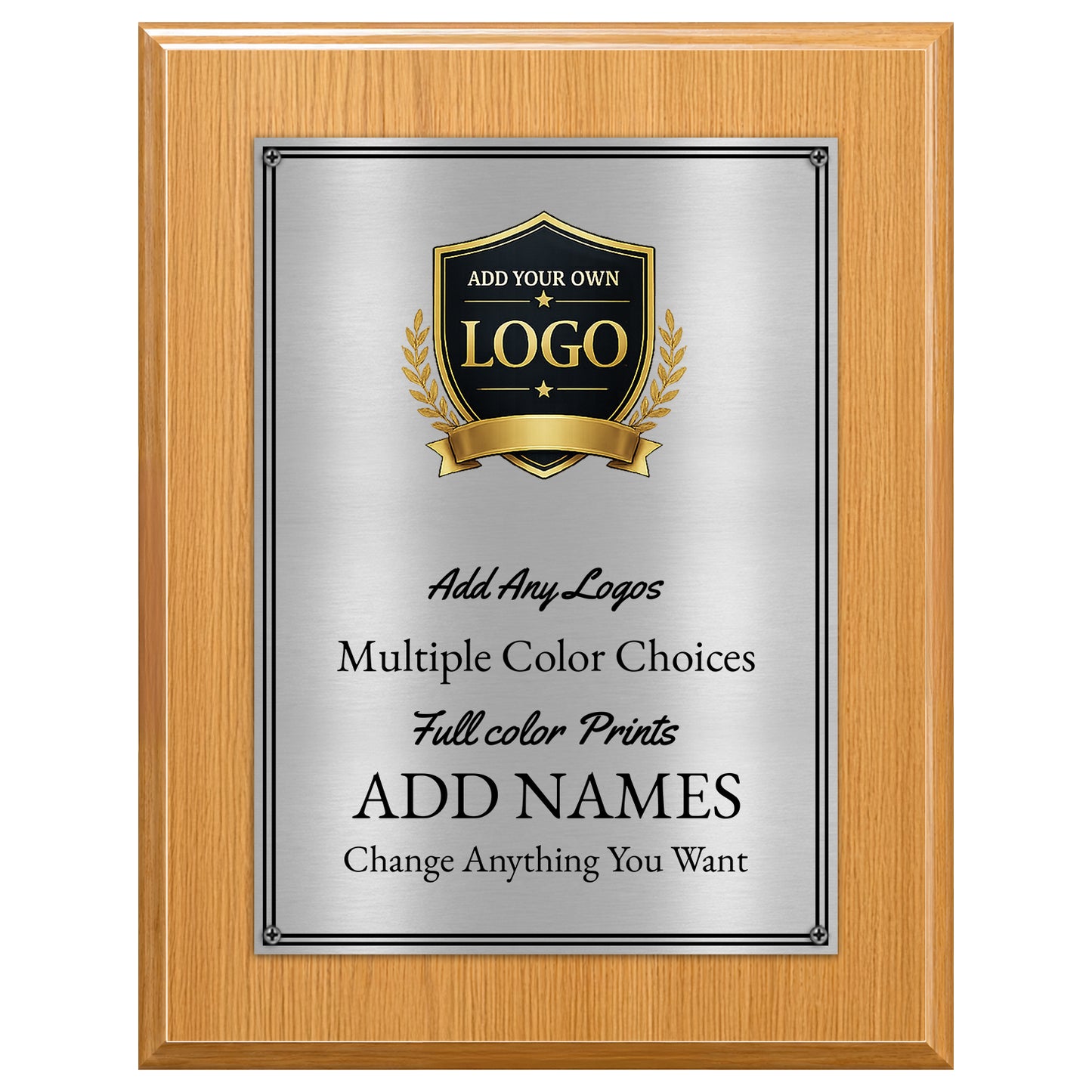 Classic Walnut Plaque Gold & Silver Metal Plate Personalize Online