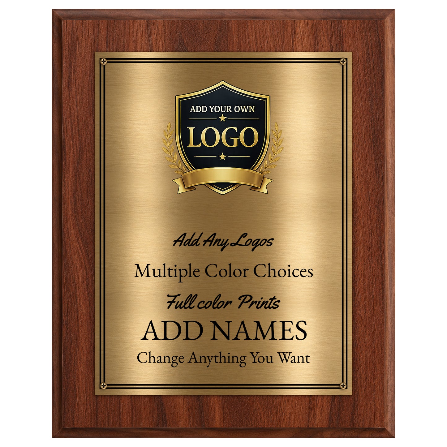 Classic Walnut Plaque Gold & Silver Metal Plate Personalize Online