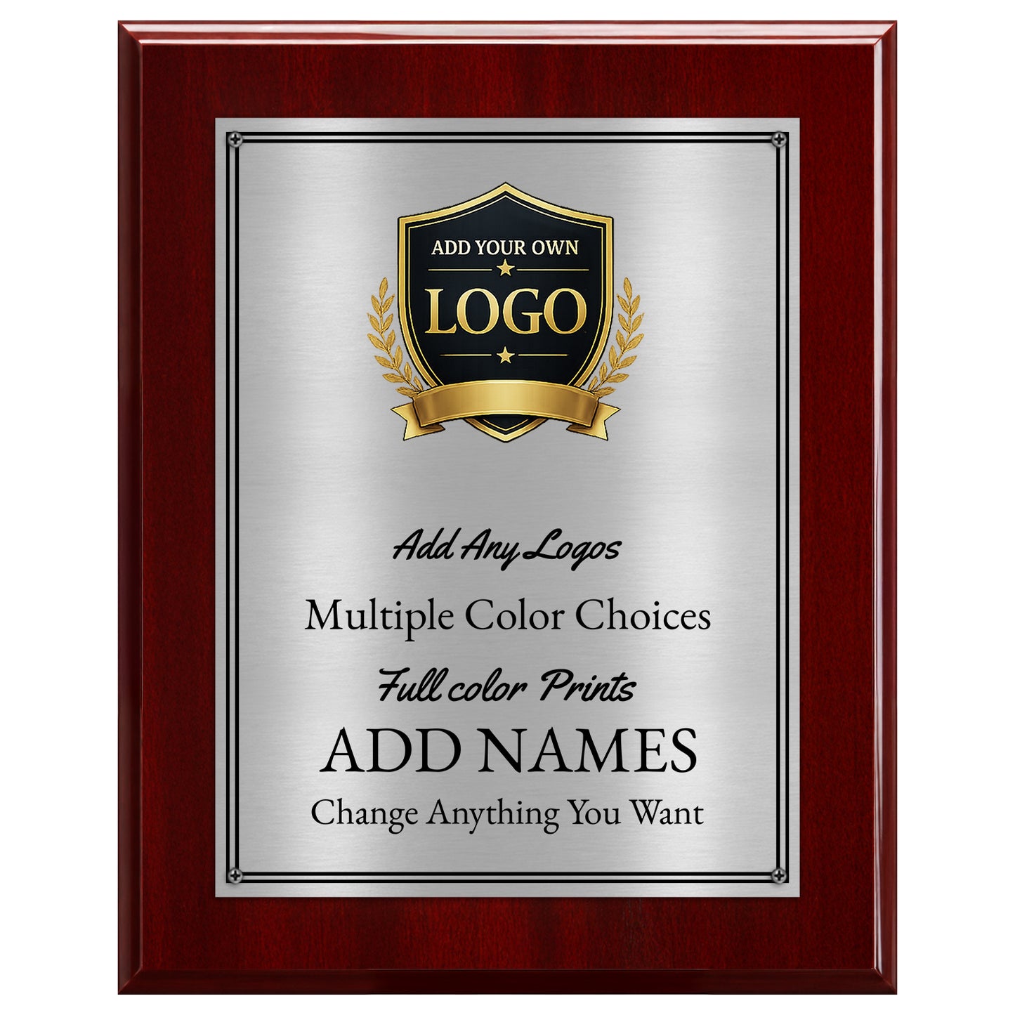 Classic Walnut Plaque Gold & Silver Metal Plate Personalize Online