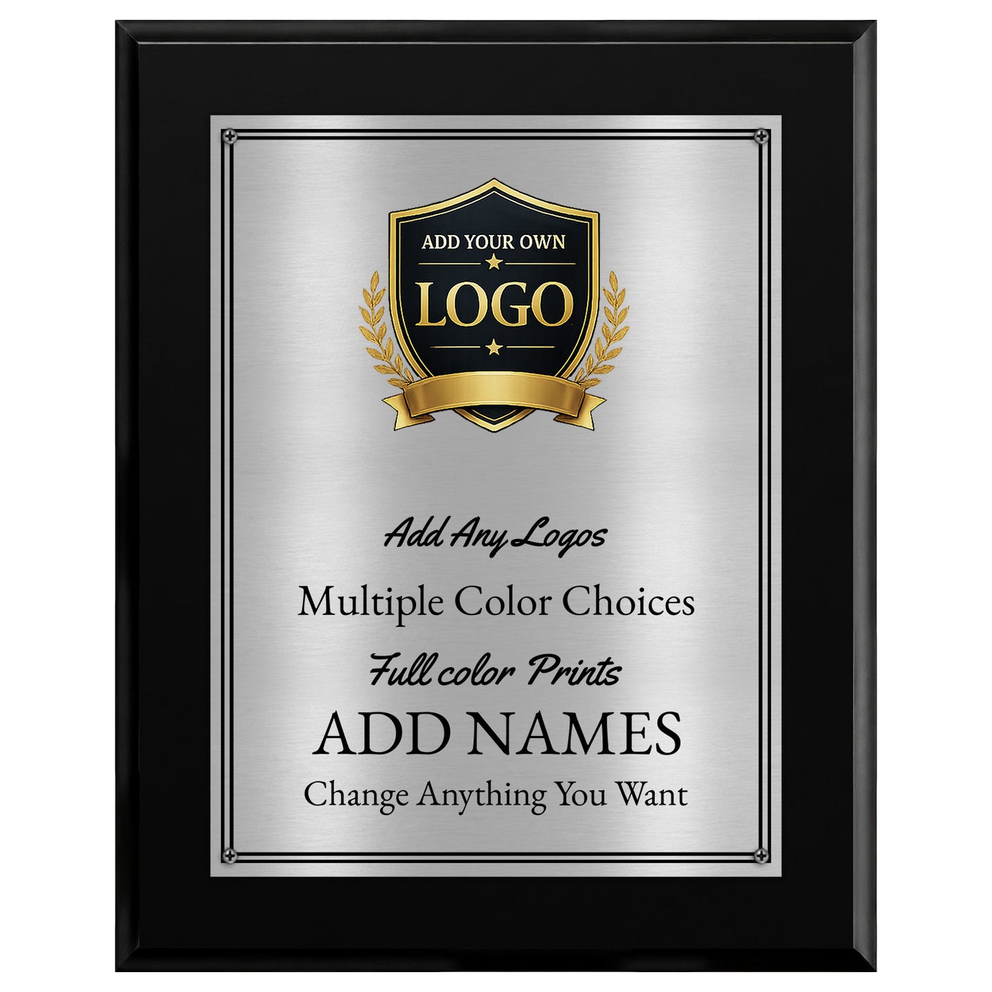 Classic Walnut Plaque Gold & Silver Metal Plate Personalize Online