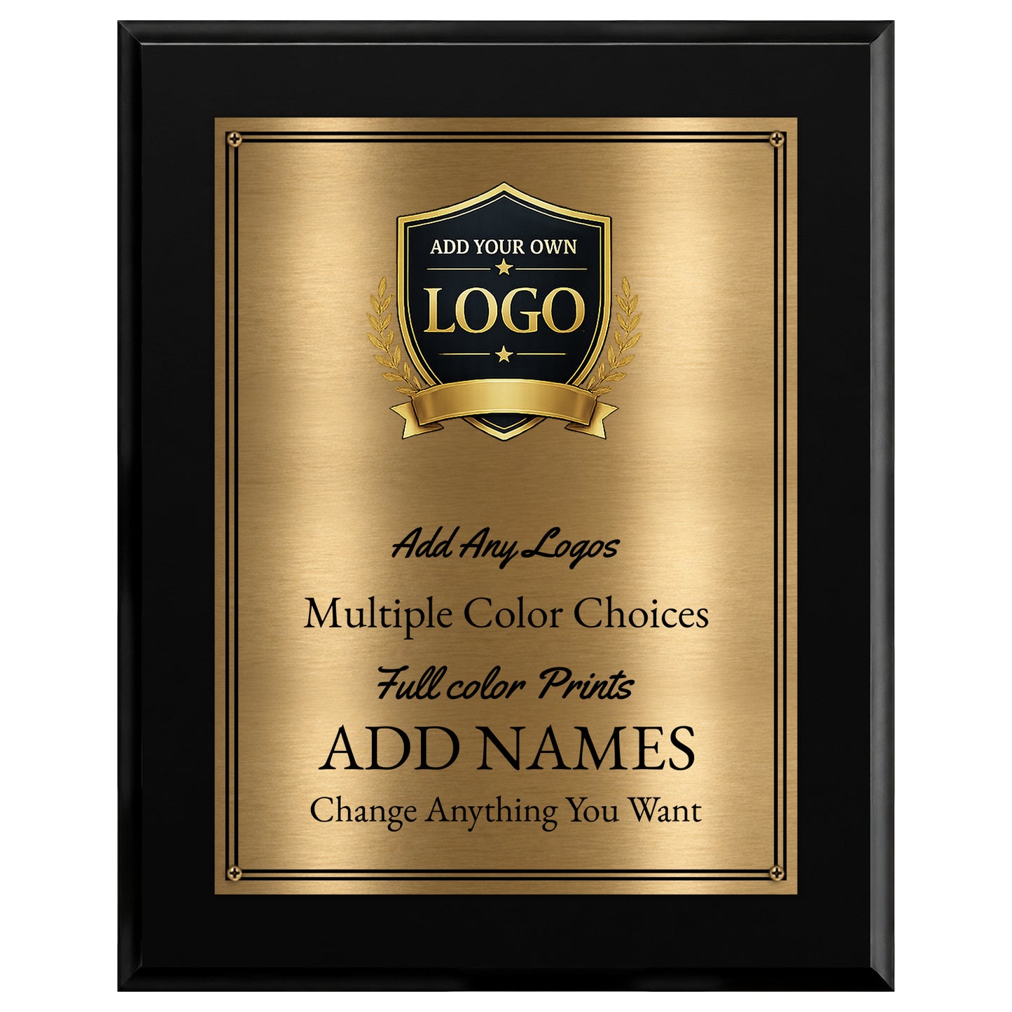 Classic Oak Plaque Gold & Silver Metal Plate Personalize Online