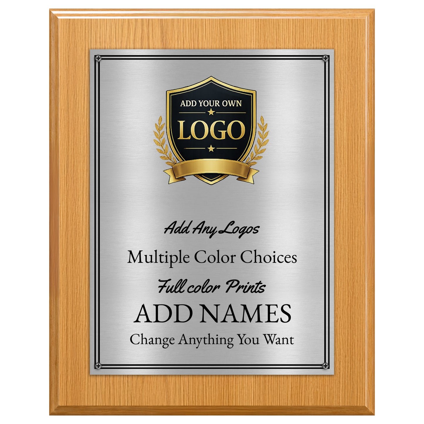 Classic Mahogany Plaque Gold & Silver Metal Plate Personalize Online