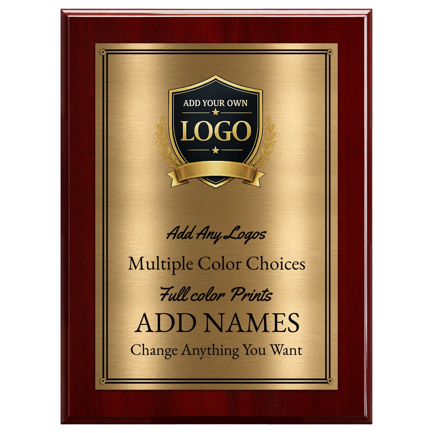 Classic Walnut Plaque Gold & Silver Metal Plate Personalize Online