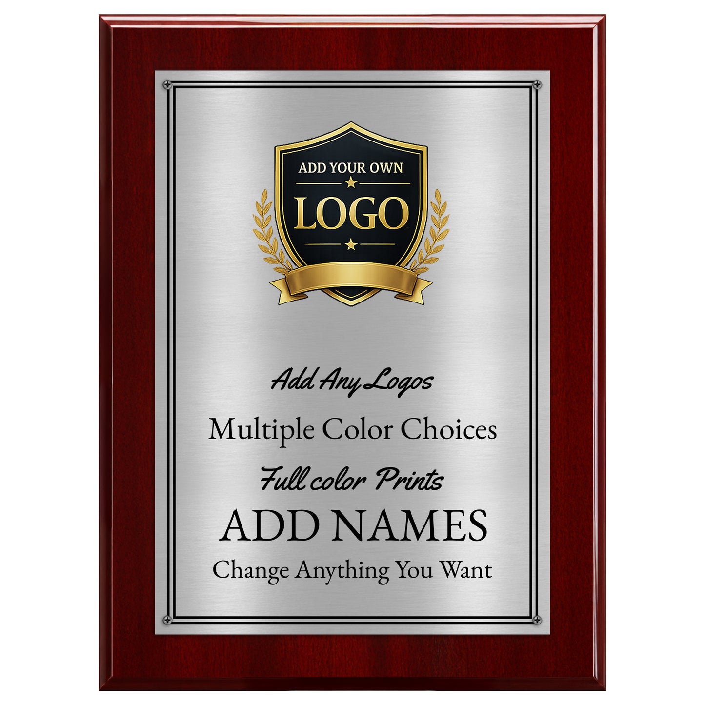 Classic Walnut Plaque Gold & Silver Metal Plate Personalize Online