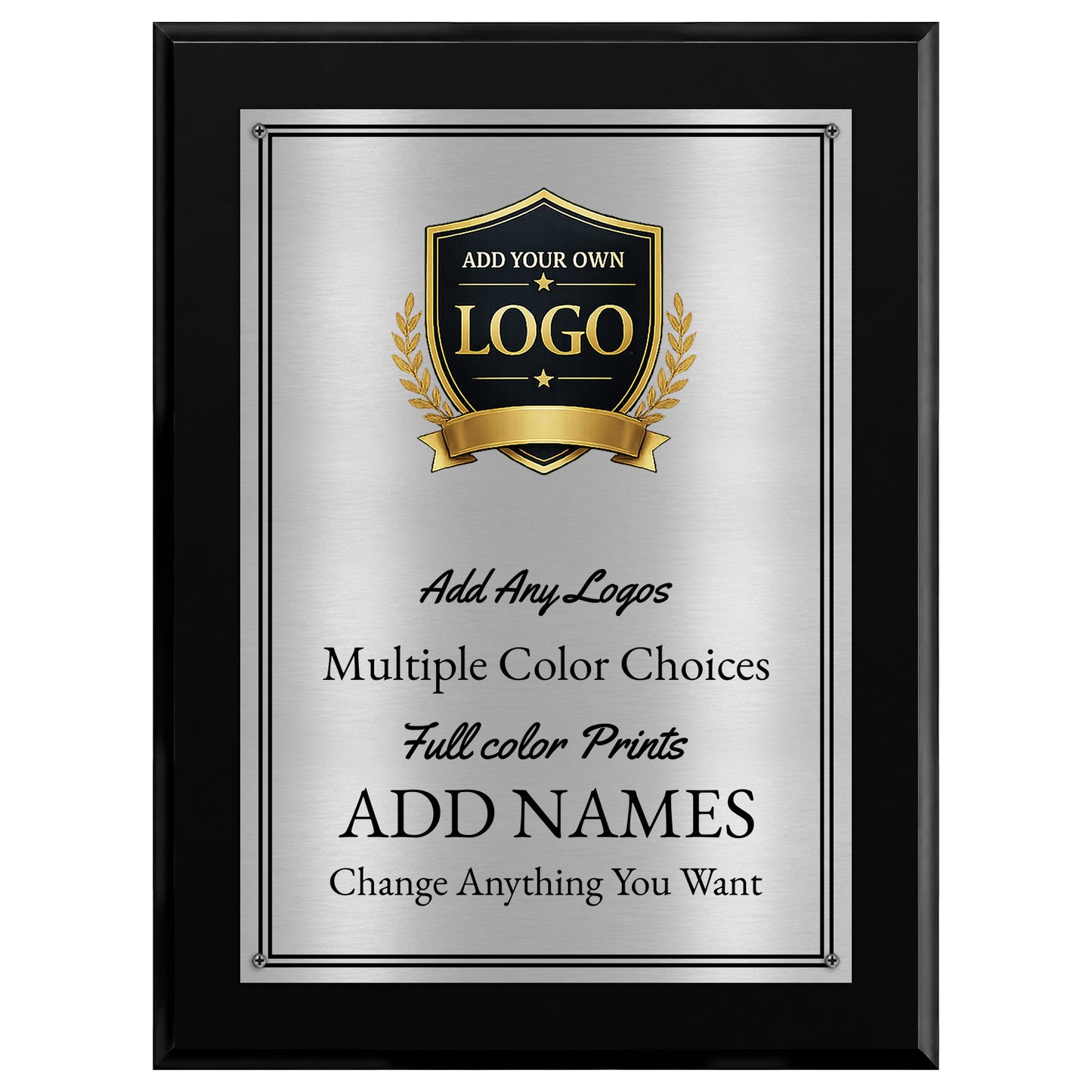 Classic Black Plaque Gold & Silver Metal Plate Personalize Online
