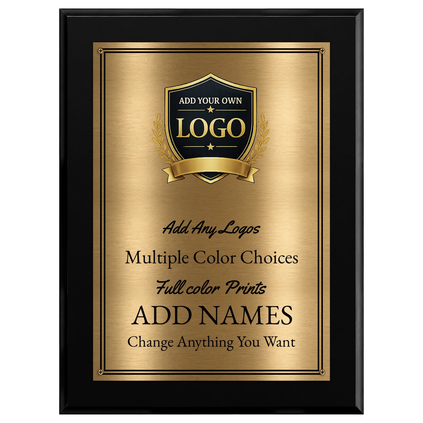 Classic Black Plaque Gold & Silver Metal Plate Personalize Online