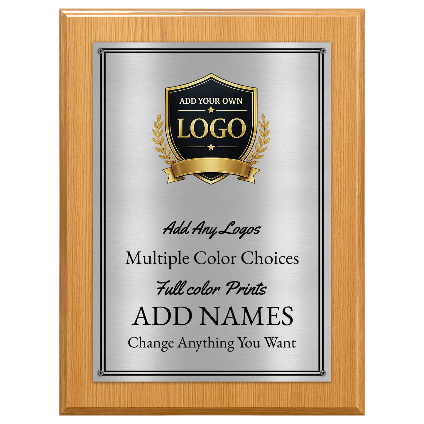 Classic Mahogany Plaque Gold & Silver Metal Plate Personalize Online