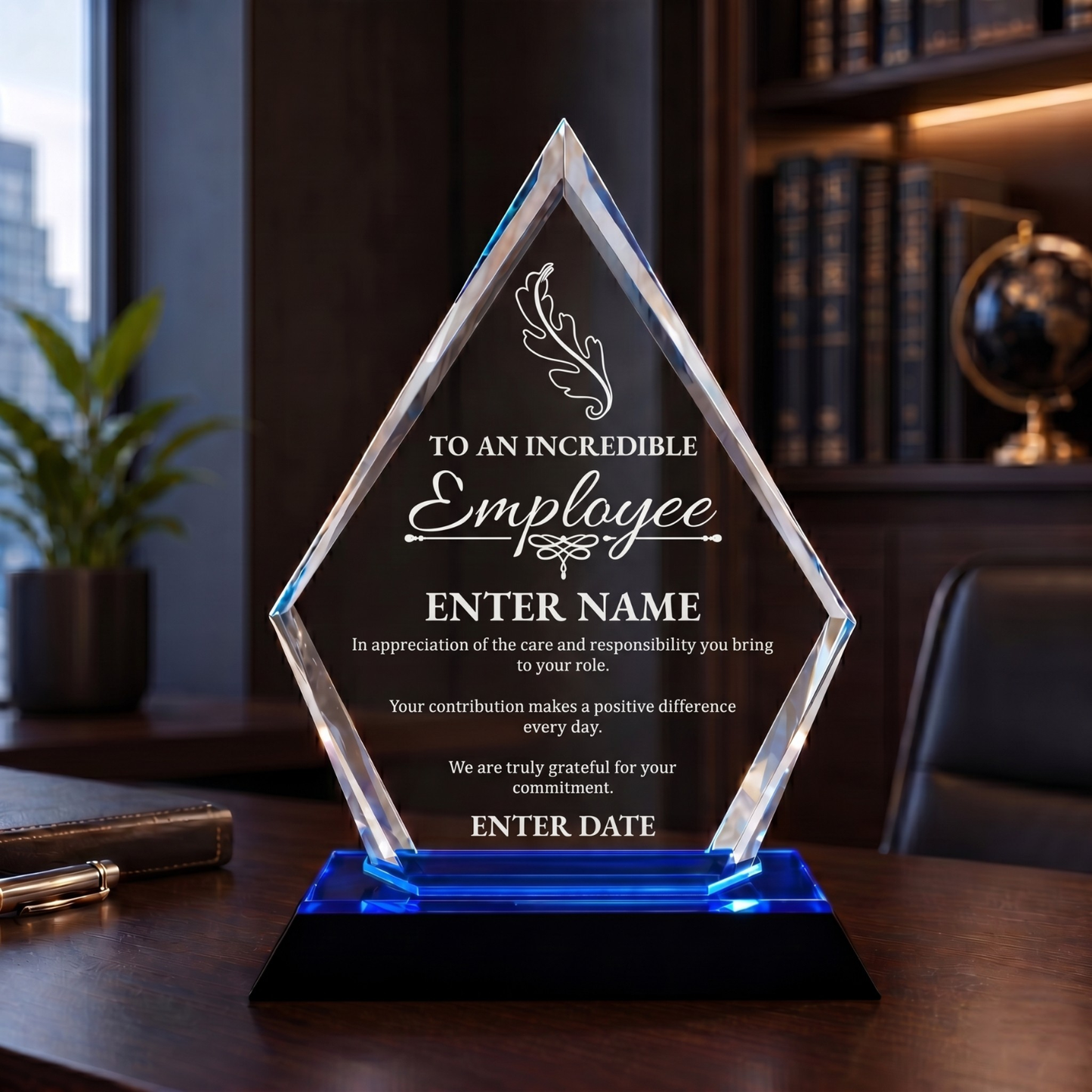 Employee Appreciation Awards - Blue Arrow Acrylic Award - Personalize Online - Choose From 5 Designs