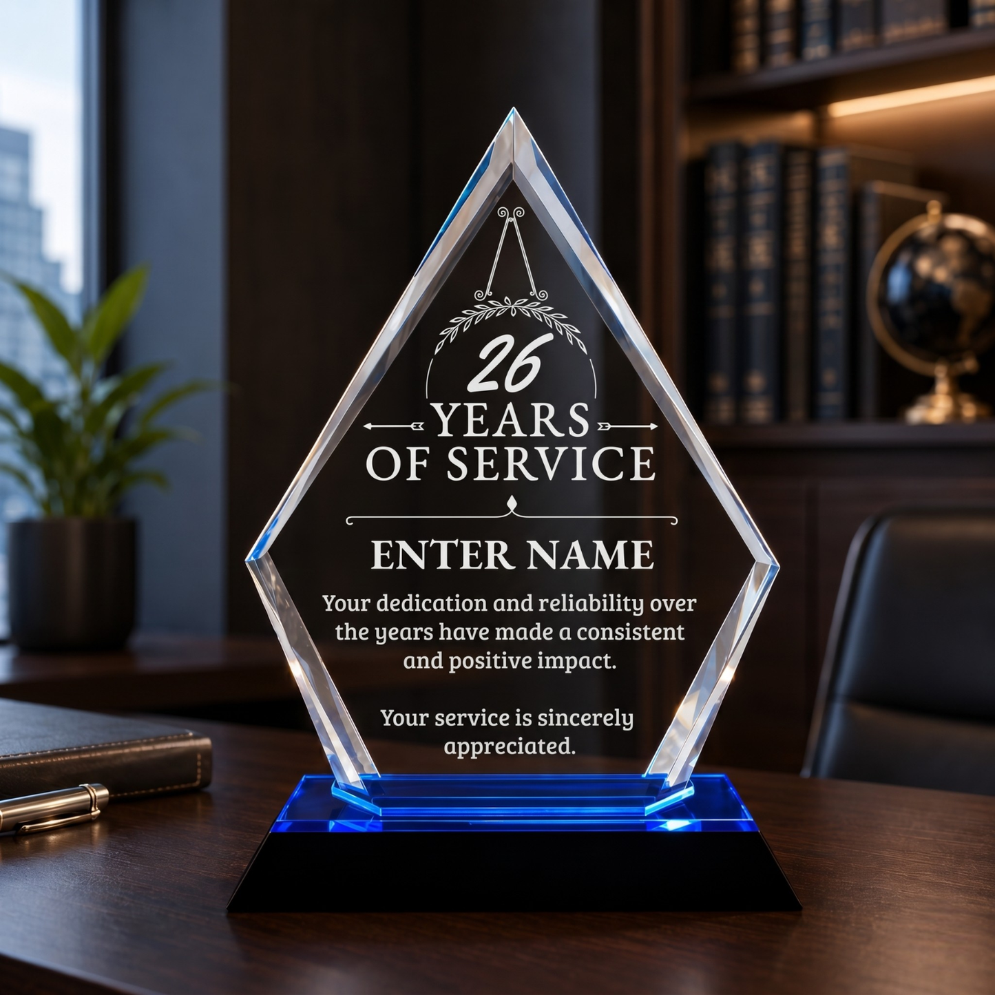 Long Service Awards - Blue Arrow Acrylic Award - Personalize Online - Choose From 5 Designs