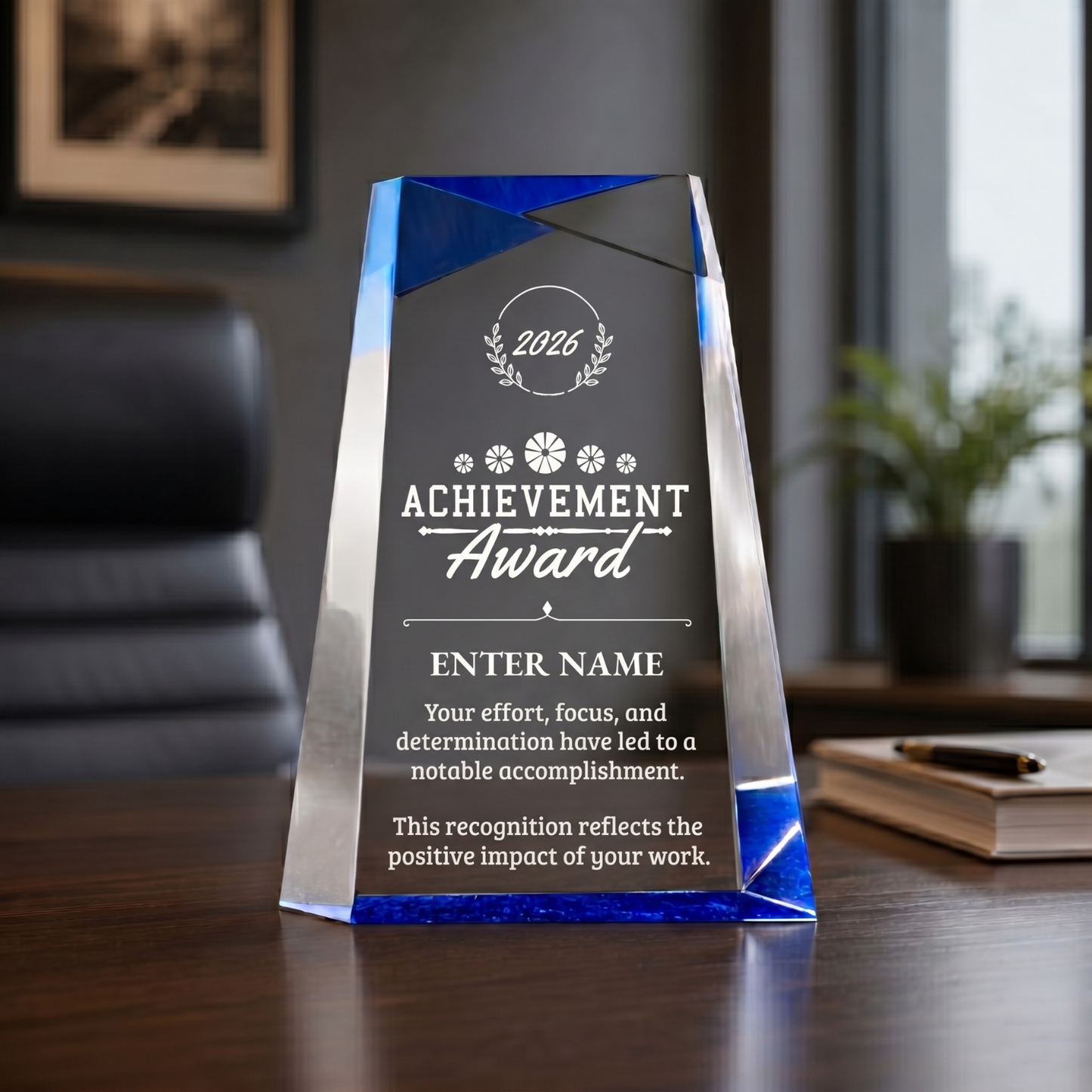 Achievement Awards - Blue Facet Wedge Awards - Personalize Online - Choose From 5 Design