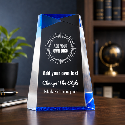 Design Your Own Blue Facet Wedge Acrylic Award