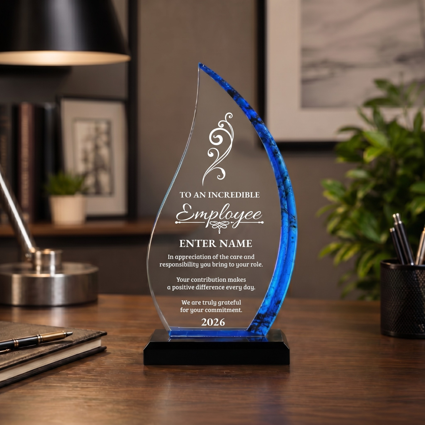 Employee Appreciation Awards - Blue Flame Awards - Personalize Online - Choose From 5 Designs