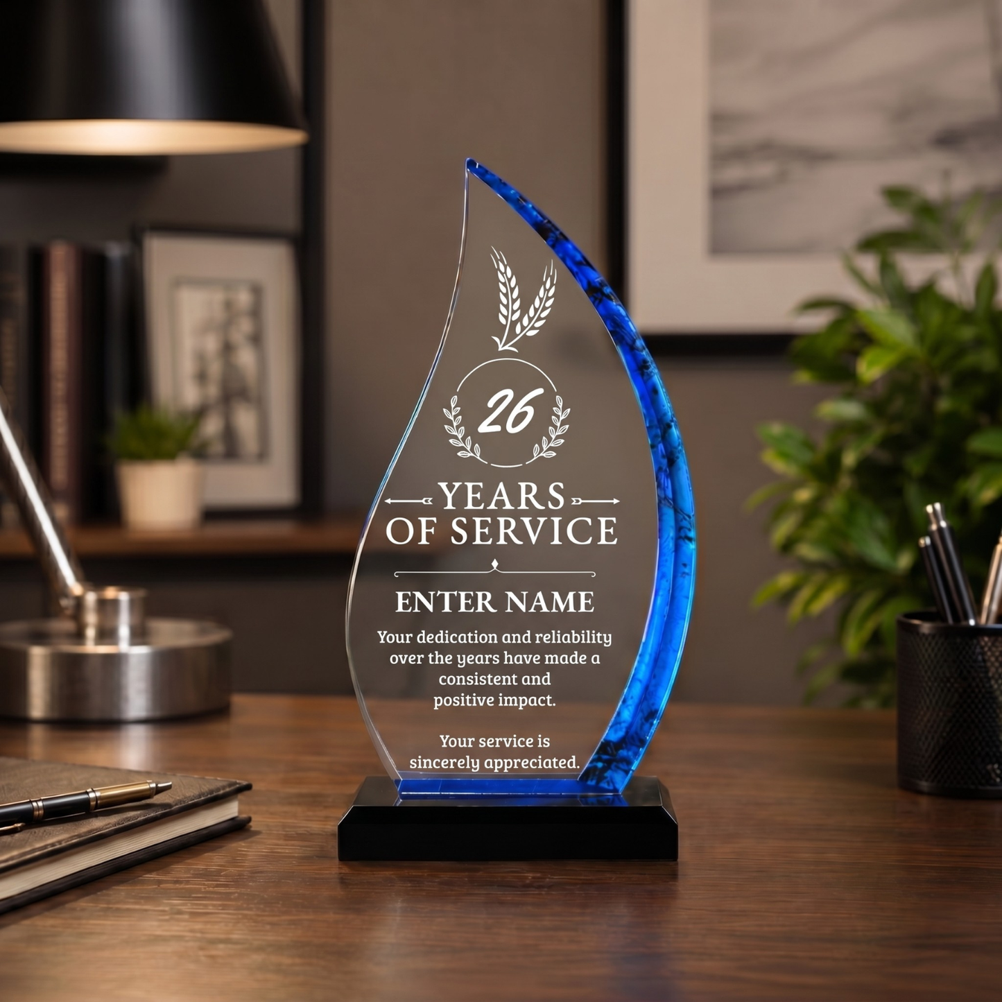 Long Service Awards - Blue Flame Awards - Personalize Online - Choose From 5 Designs