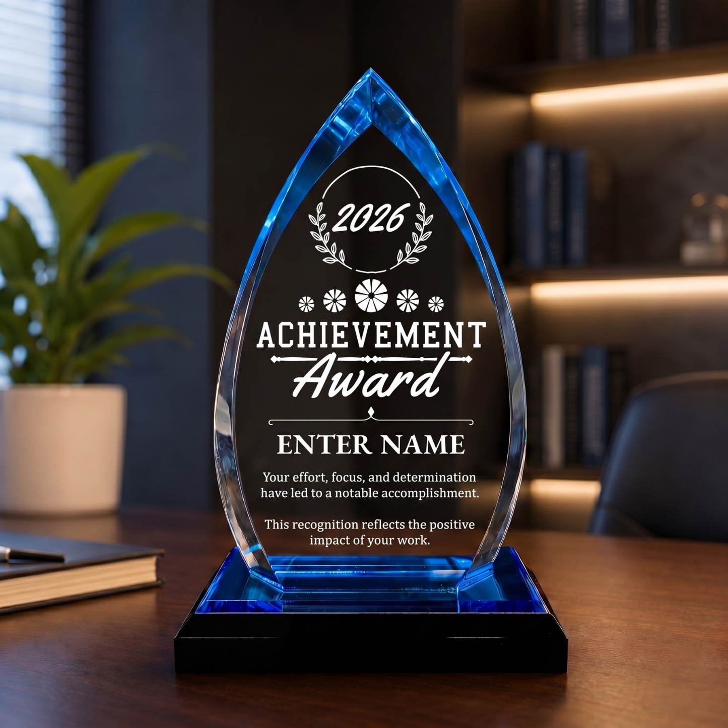 Achievement Awards - Acrylic Blue Oval Award - Personalize Online - Choose From 5 Designs