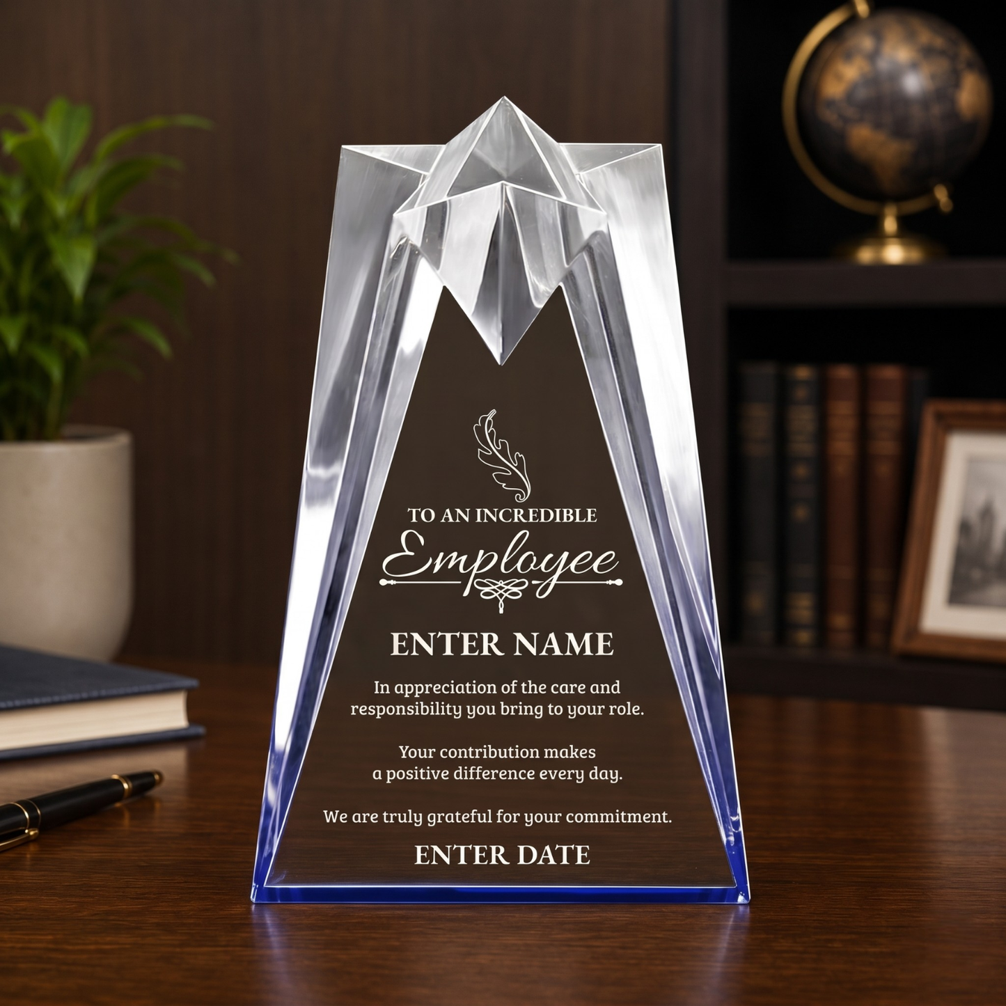 Employee Appreciation Awards - Blue Sculpted Star Acrylic Awards - Personalize Online – Choose From 5 Designs