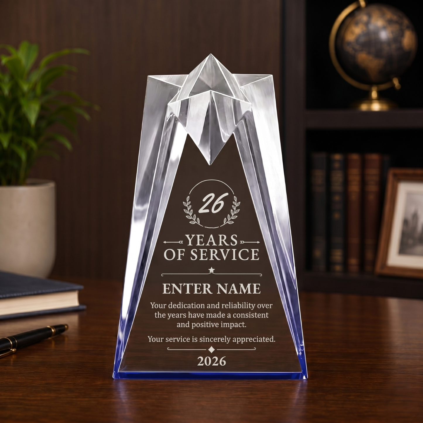 Long Service Awards - Blue Sculpted Star Acrylic Awards - Personalize Online – Choose From 5 Designs
