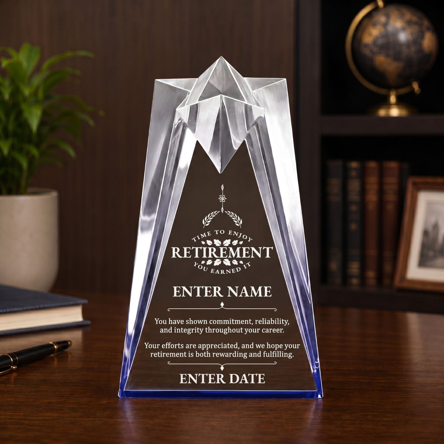 Retirement Awards - Blue Sculpted Star Acrylic Awards - Personalize Online – Choose From 5 Designs