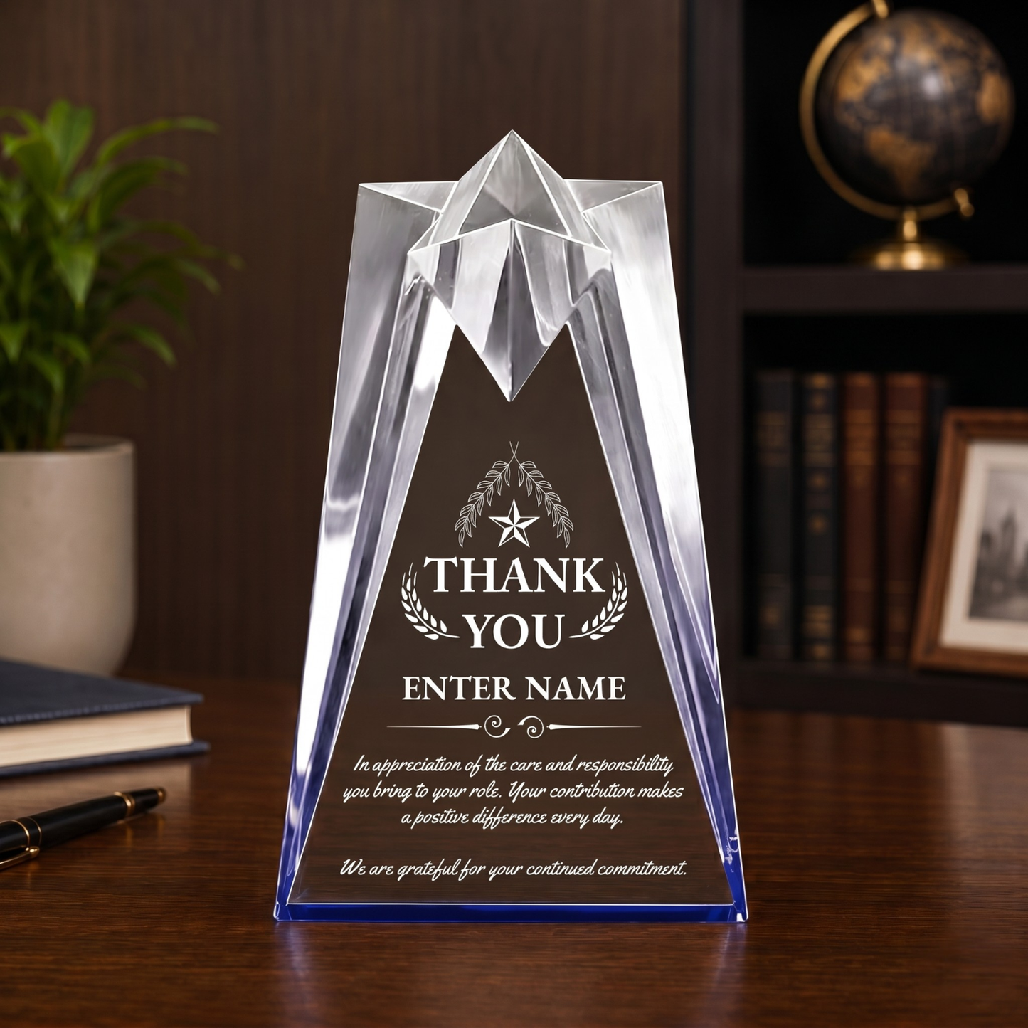 Thank You Awards - Blue Sculpted Star Acrylic Awards - Personalize Online – Choose From 5 Designs
