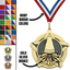 2.25" Cheerleading Star Medal – Gold, Silver & Bronze with 30 Ribbon Options