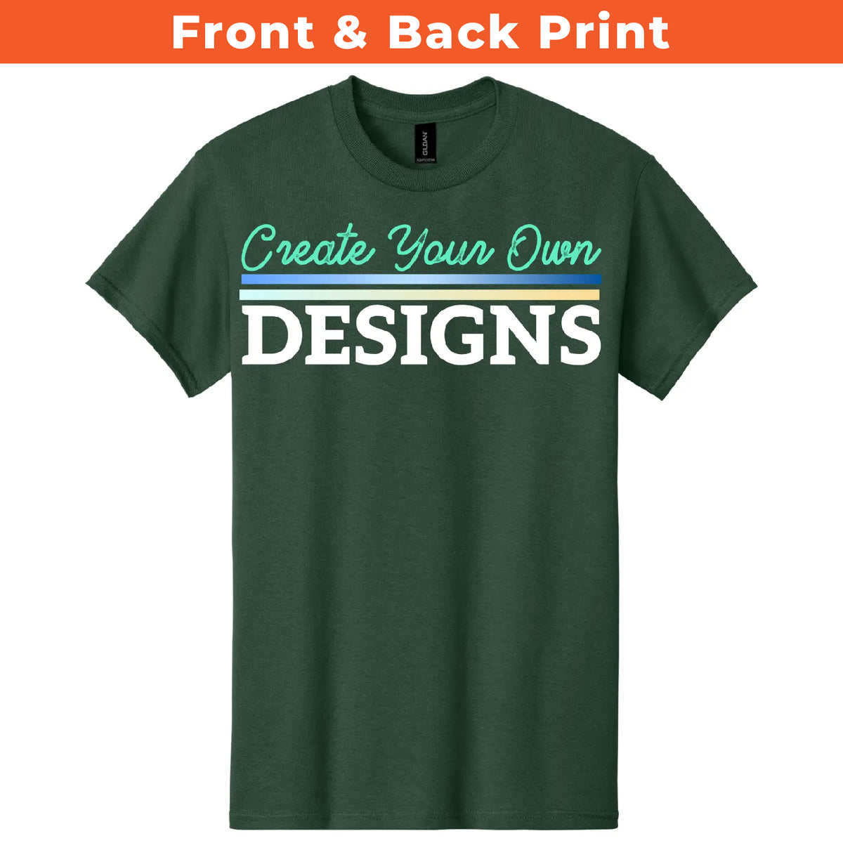 Gildan 5000M Heavy Cotton Men's T-Shirt Front And Back Print