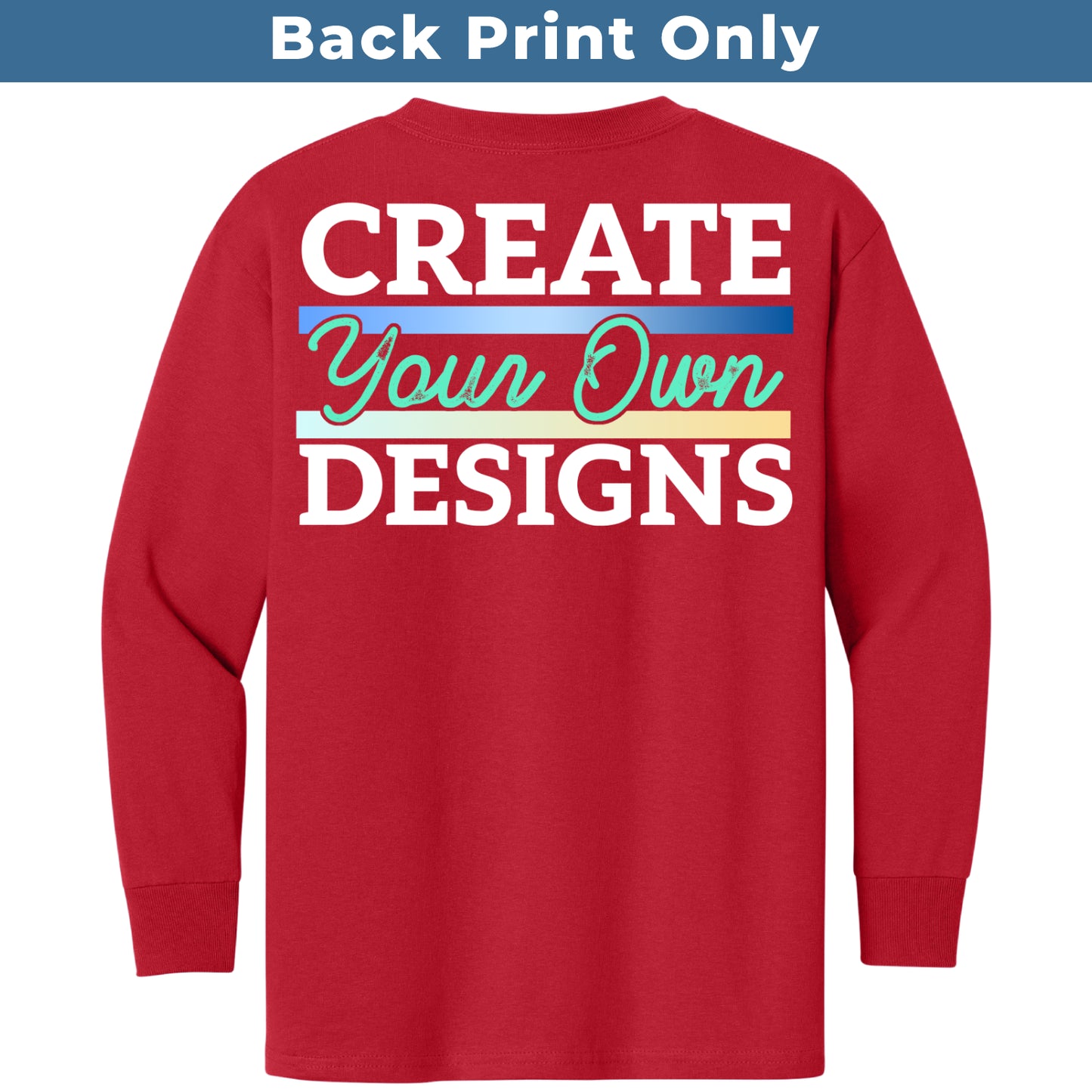 Gildan 5400B Youth Heavy Cotton Long Sleeve T-Shirt Back Print