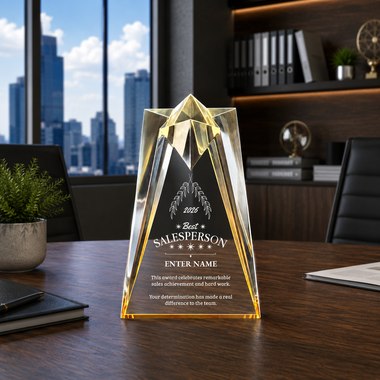 Sales Awards - Gold Sculpted Star Acrylic Awards - Personalize Online – Choose From 5 Designs