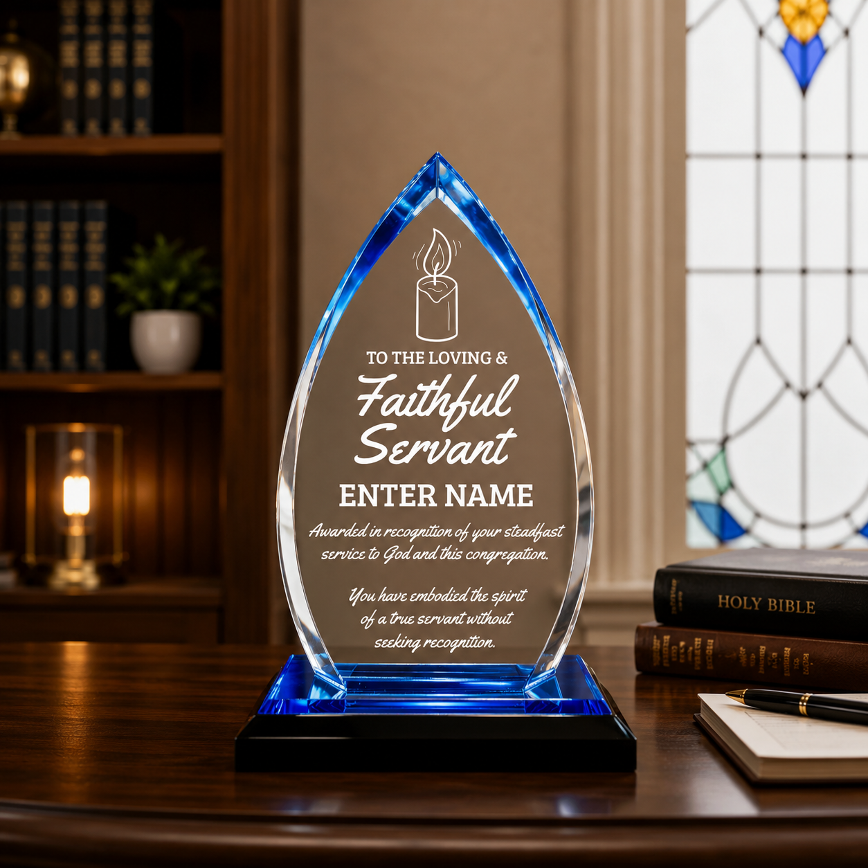 Church Awards - Blue Oval Acrylic Awards - Personalize Online – Choose From 5 Designs