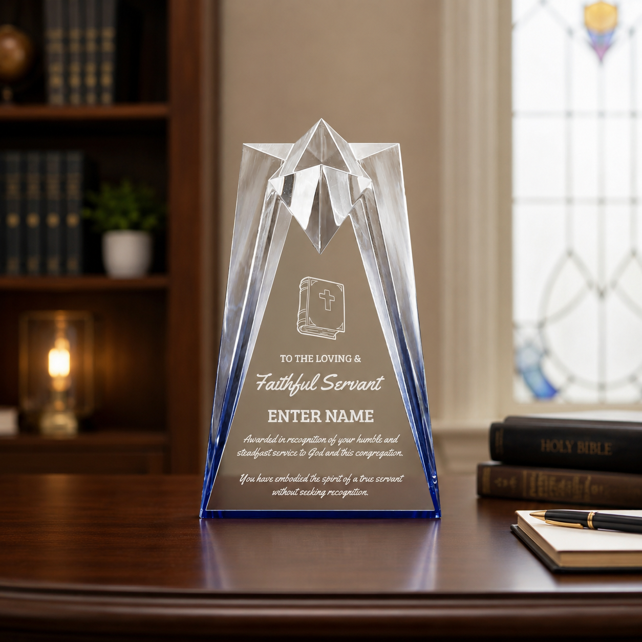 Church Awards - Blue Sculpted Star Acrylic Awards - Personalize Online – Choose From 5 Designs