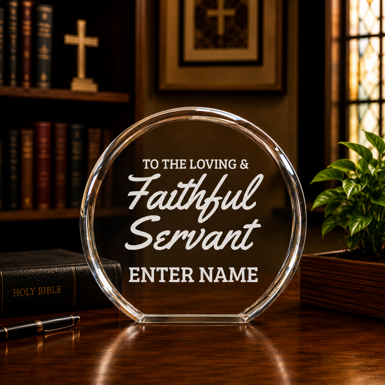 Church Awards - Clear Round Acrylic Awards - Personalize Online – Choose From 5 Designs