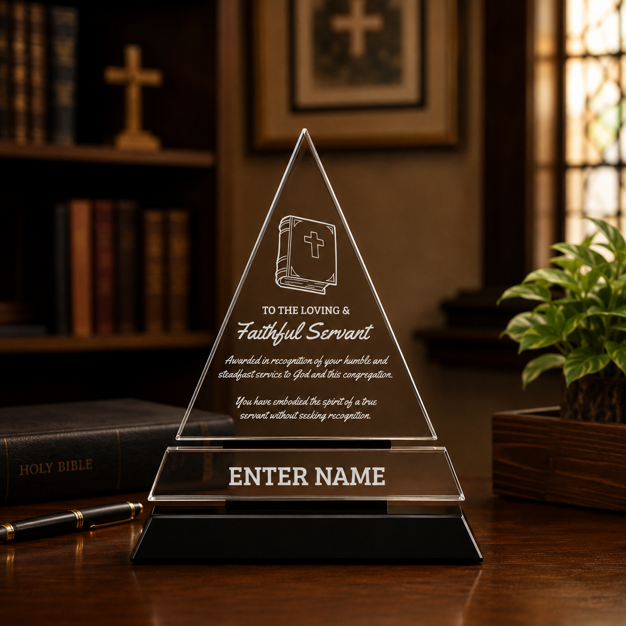 Church Awards - Crystal Triangle Awards - Personalize Online – Choose From 5 Designs