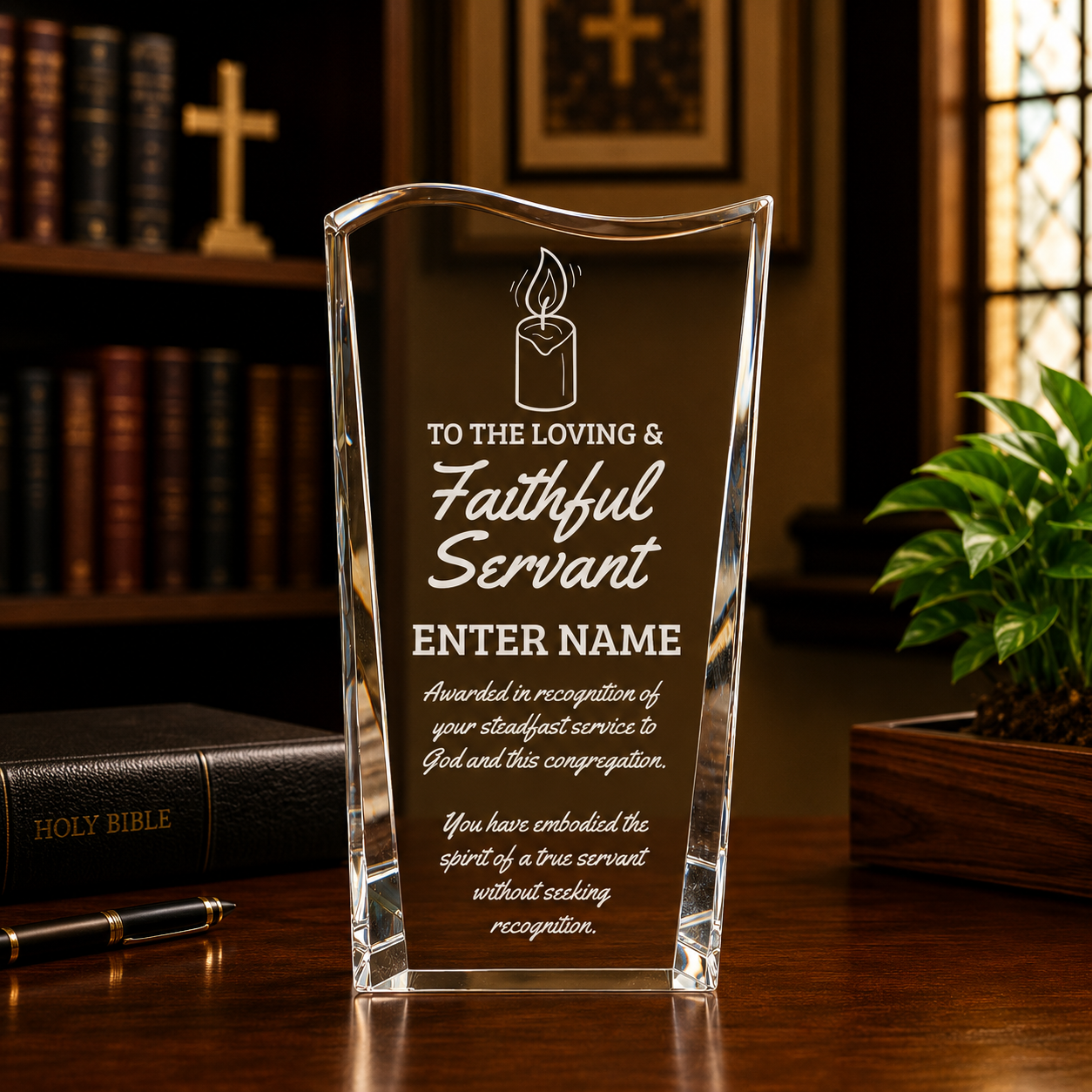 Church Awards - Clear Crystal Facet Wave Awards - Personalize Online – Choose From 5 Designs