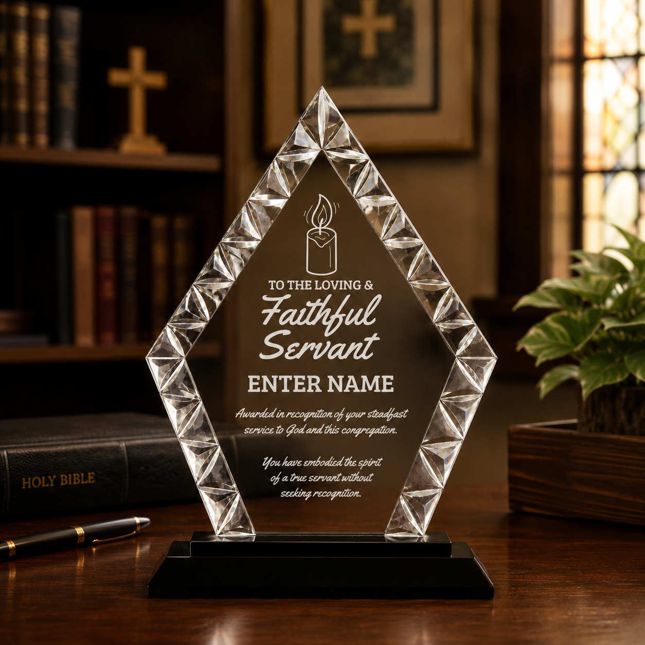 Church Awards - Diamond Accent Glass Awards - Personalize Online – Choose From 5 Designs