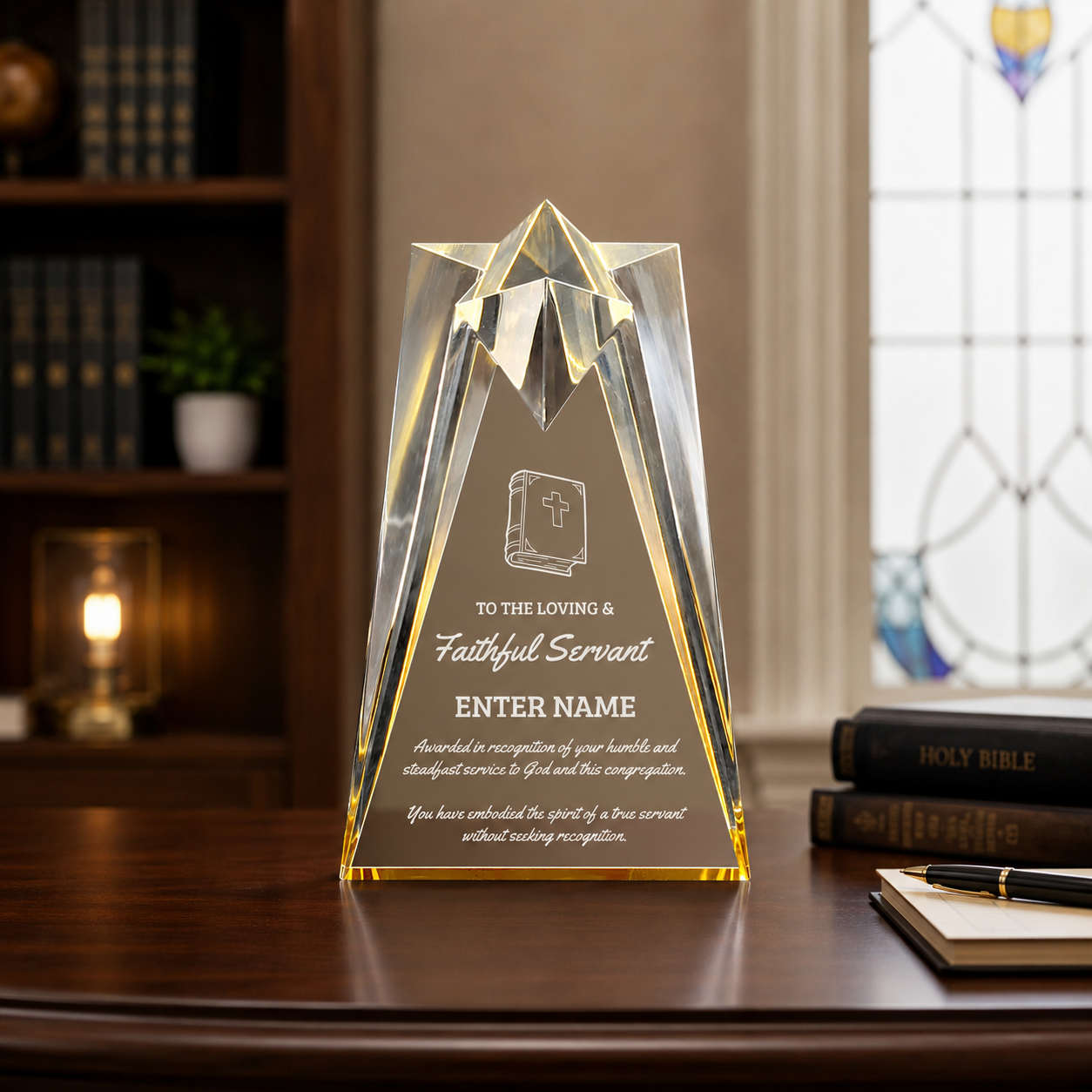 Church Awards - Gold Sculpted Star Acrylic Awards - Personalize Online – Choose From 5 Designs