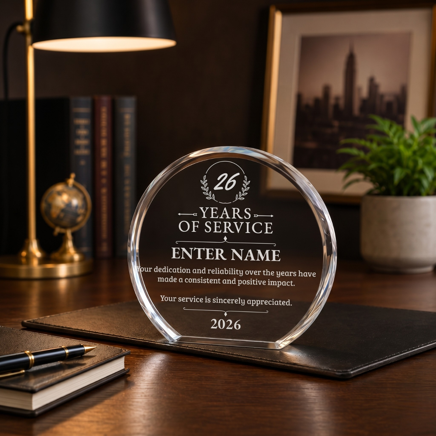 Long Service Awards - Clear Round Acrylic Awards - Personalize Online – Choose From 5 Designs