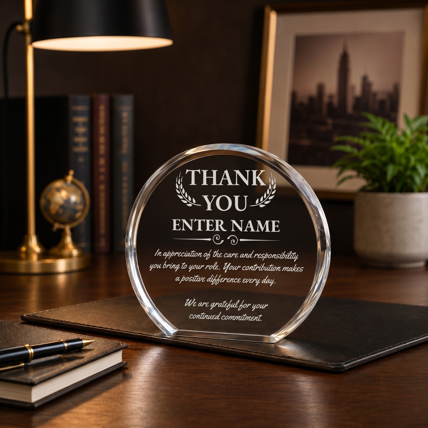 Thank You Awards - Clear Round Acrylic Awards - Personalize Online – Choose From 5 Designs