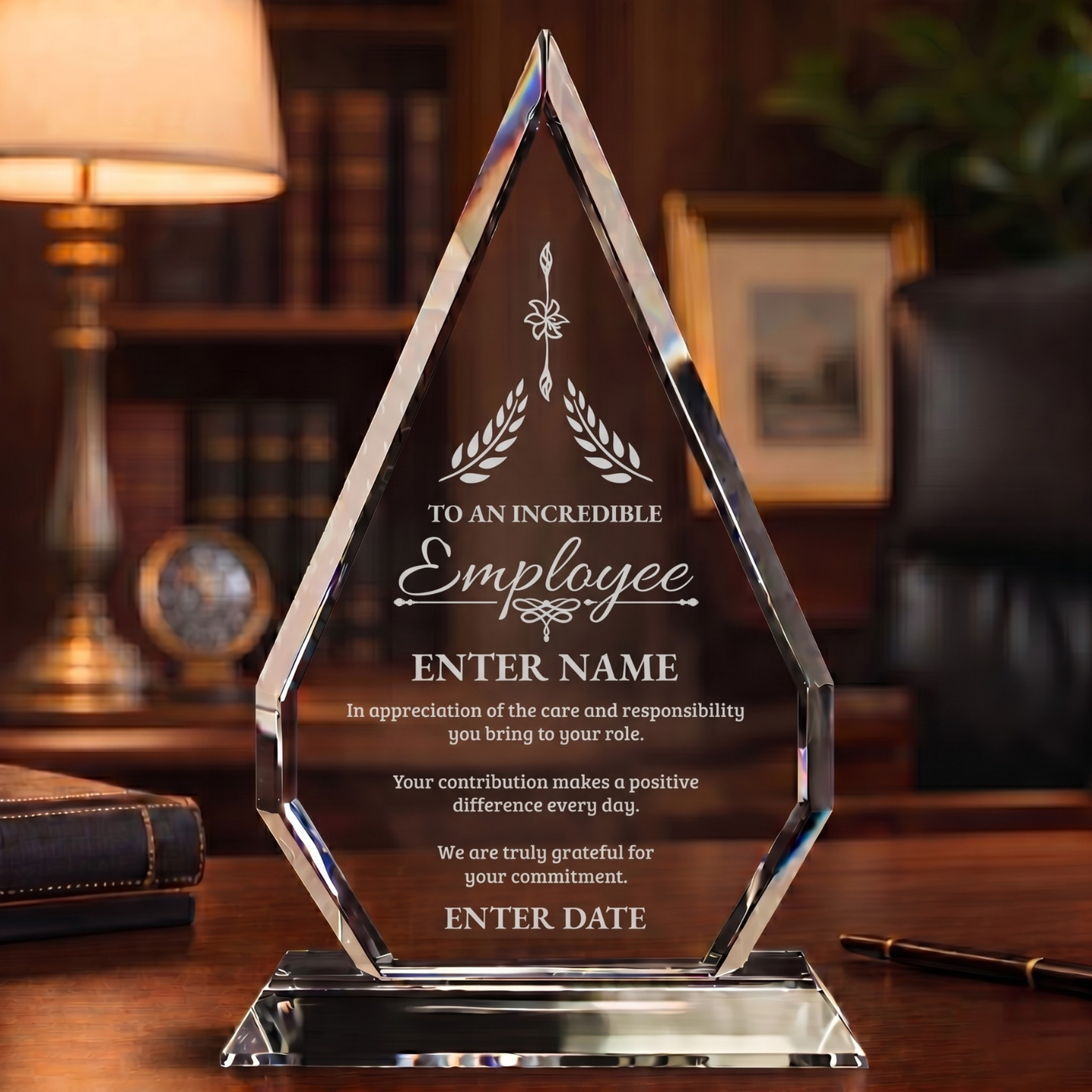 Employee Appreciation Awards - Optic Crystal Arrowhead Award - Personalize Online - Choose From 5 Designs