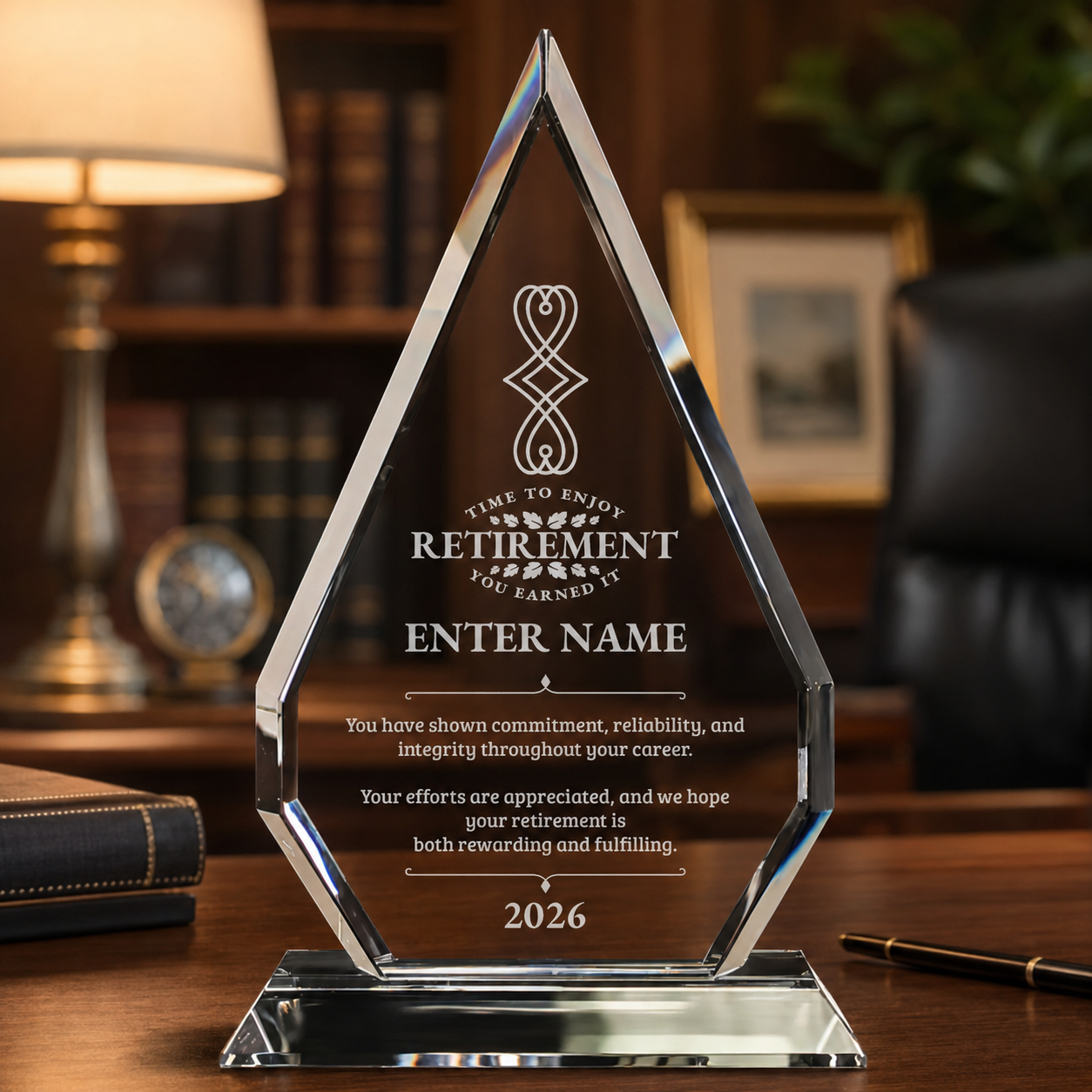 Retirement Awards - Optic Crystal Arrowhead Award - Personalize Online - Choose From 5 Designs