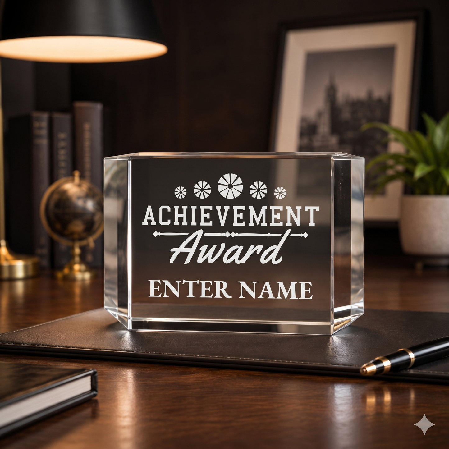 Achievement Awards - Clear Crystal Facet Block Awards - Personalize Online - Choose From 5 Designs
