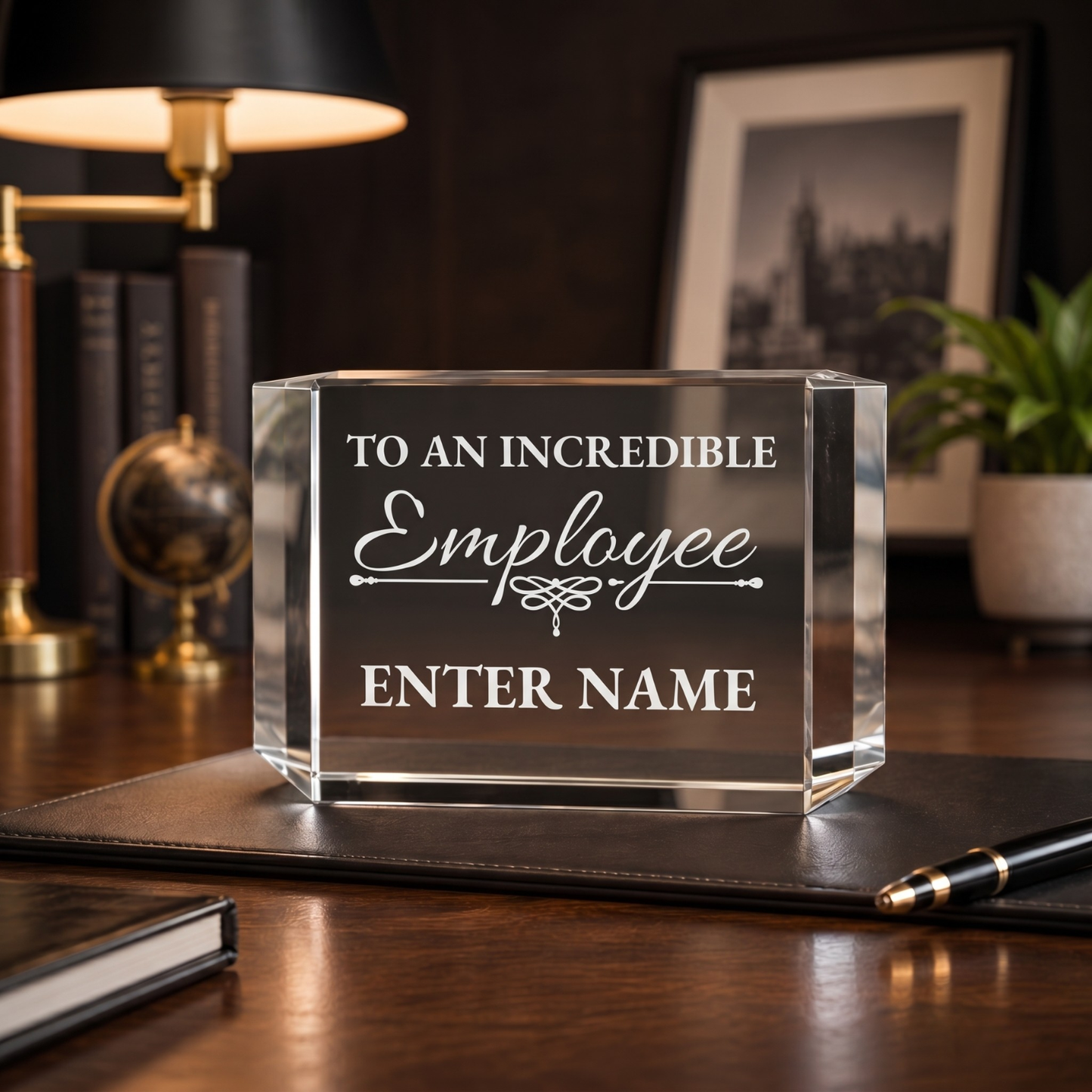 Employee Appreciation Awards - Clear Crystal Facet Block Awards - Personalize Online - Choose From 5 Designs