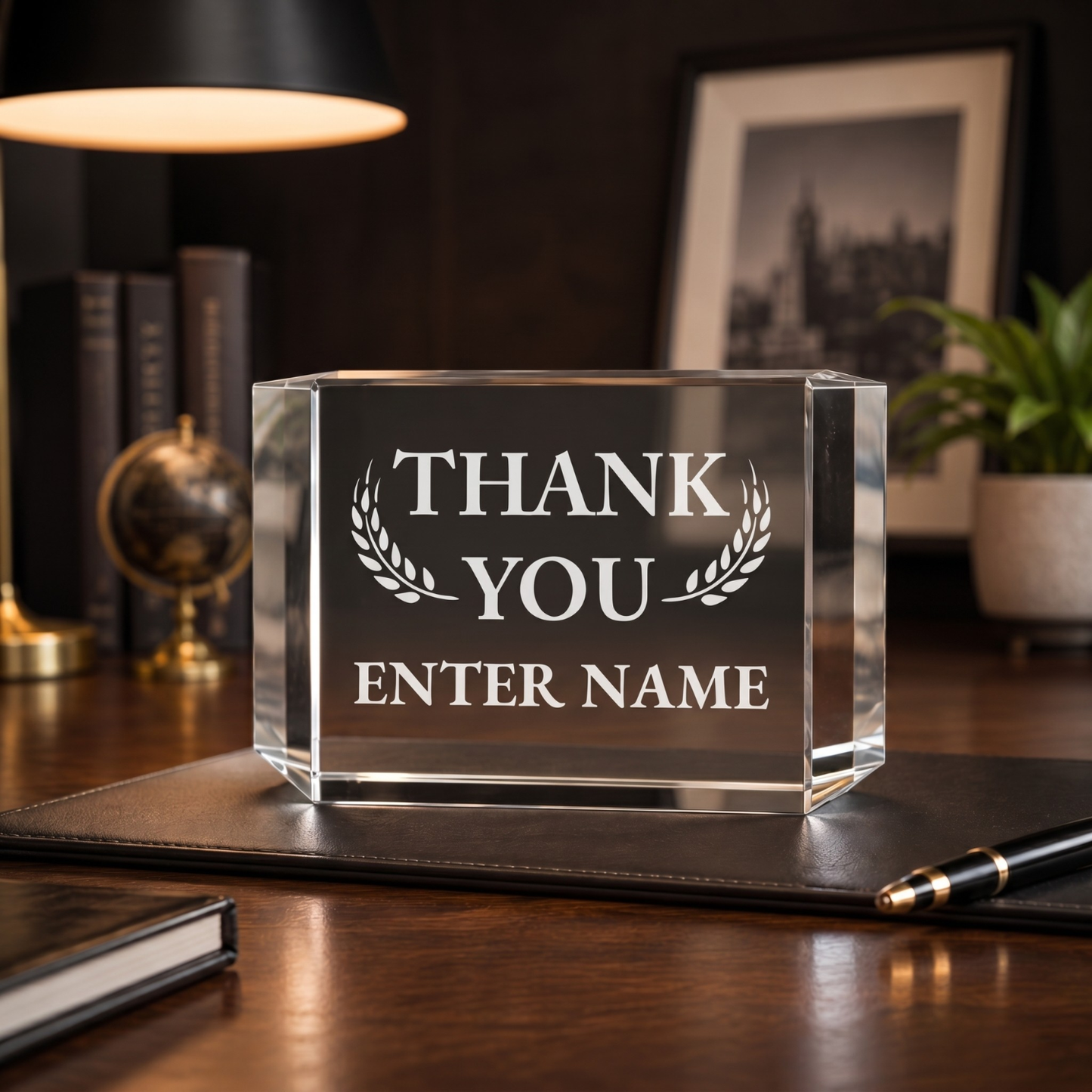Thank You Awards - Clear Crystal Facet Block Awards - Personalize Online - Choose From 5 Designs