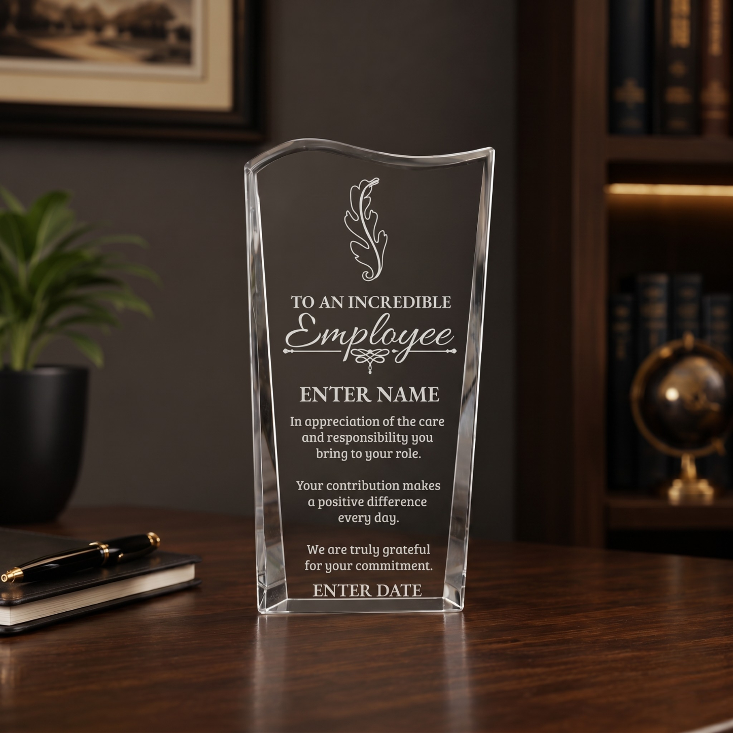 Employee Appreciation Awards - Clear Crystal Facet Wave Awards - Personalize Online – Choose From 5 Designs