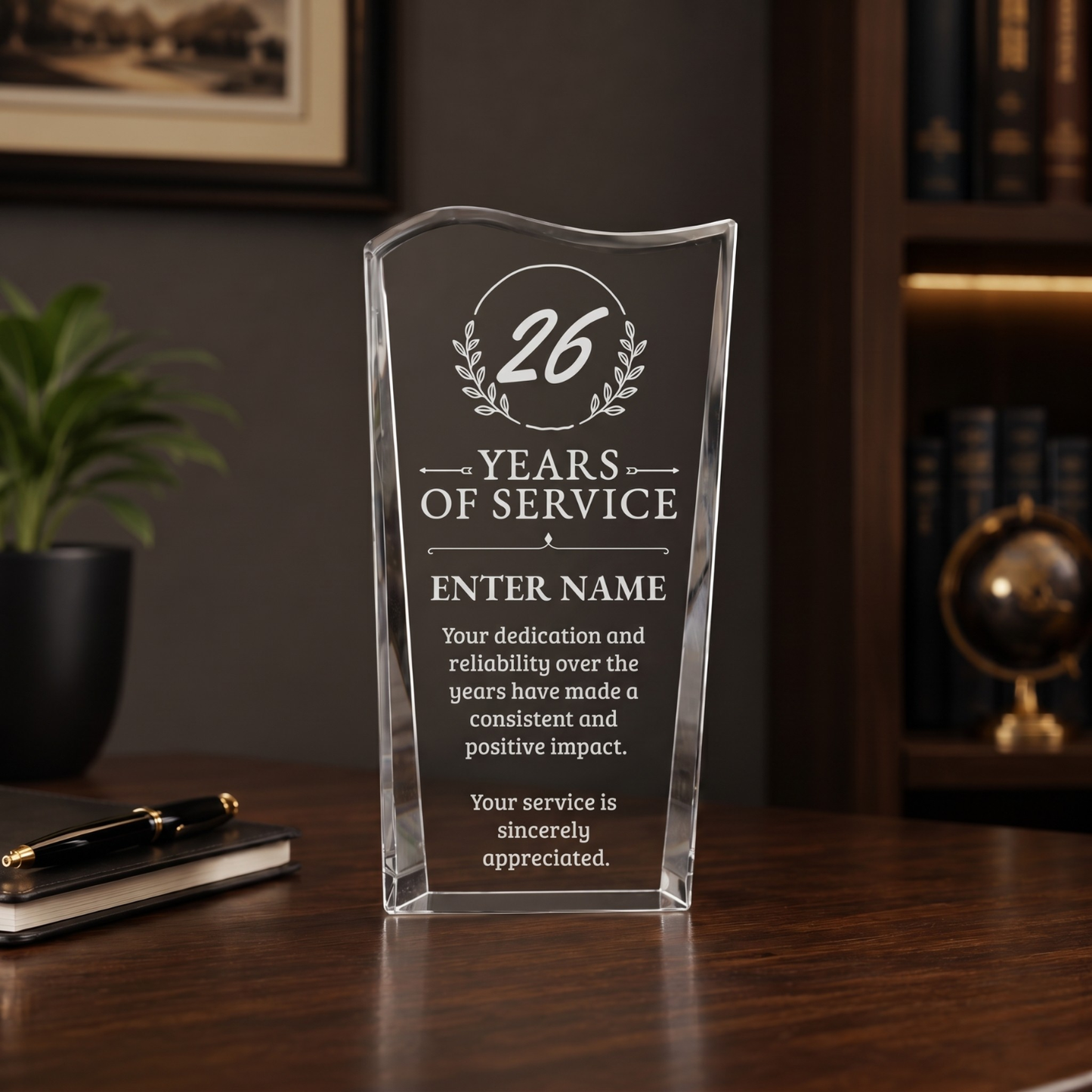 Long Service Awards - Clear Crystal Facet Wave Awards - Personalize Online – Choose From 5 Designs