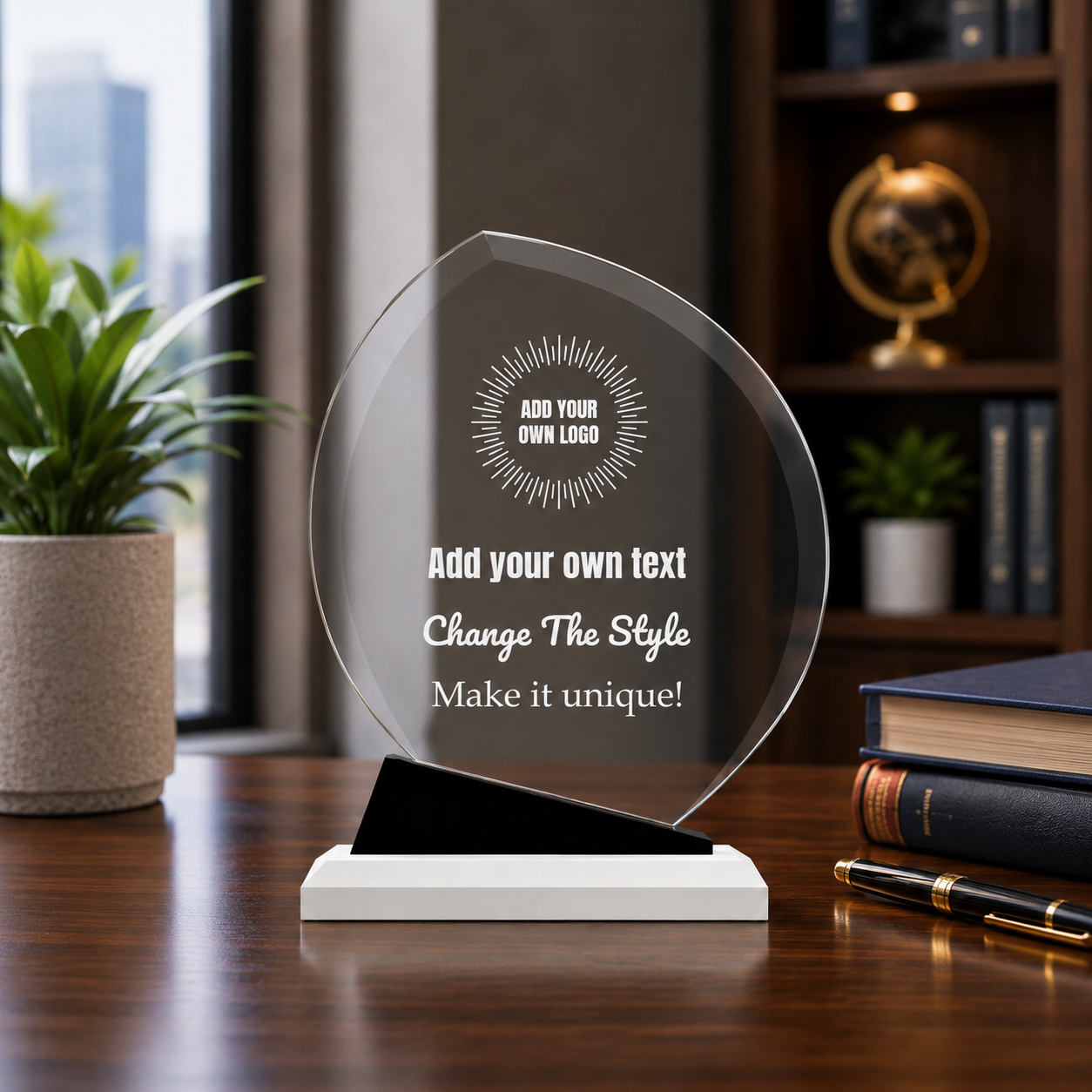 Design Your Own Crystal Oblong Award with Black Accent