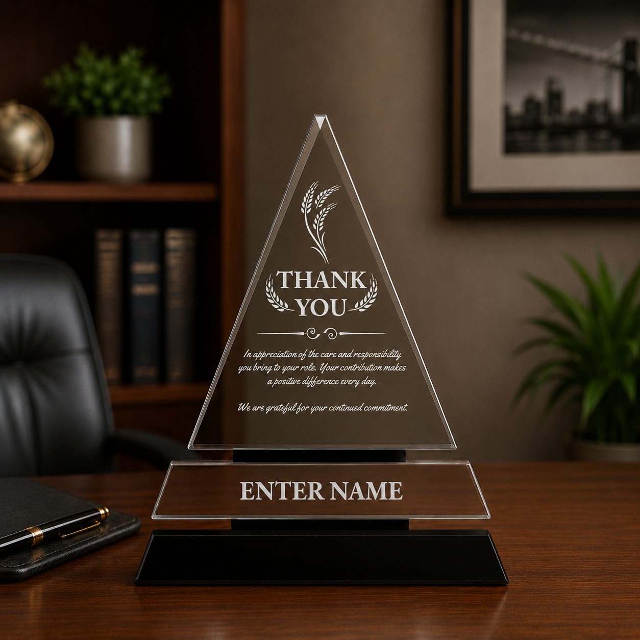 Thank You Awards - Crystal Triangle Awards - Personalize Online – Choose From 5 Designs