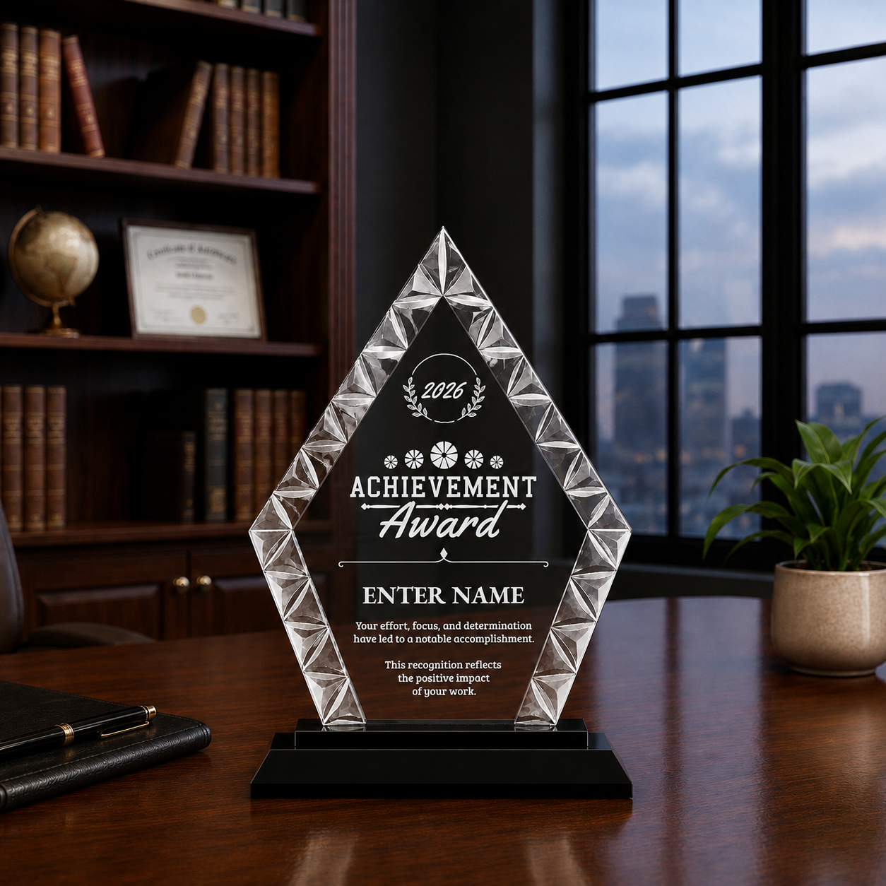 Achievement Awards - Diamond Accent Glass Awards - Personalize Online – Choose From 5 Designs
